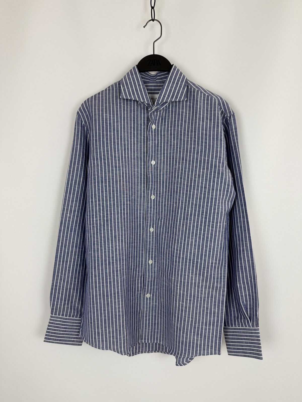 Pelikamo Zurich Cotton Linen Blend Blue Stripe Formal Shirt