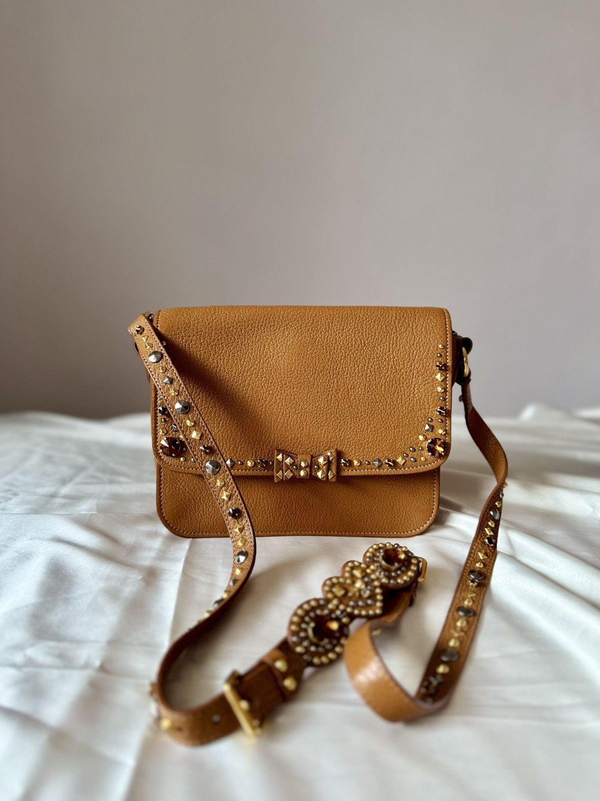 Miu Miu Authentic MIU MIU Madras Brown Crystals Crossbody Sling Bag Size ONE SIZE - 7 Thumbnail