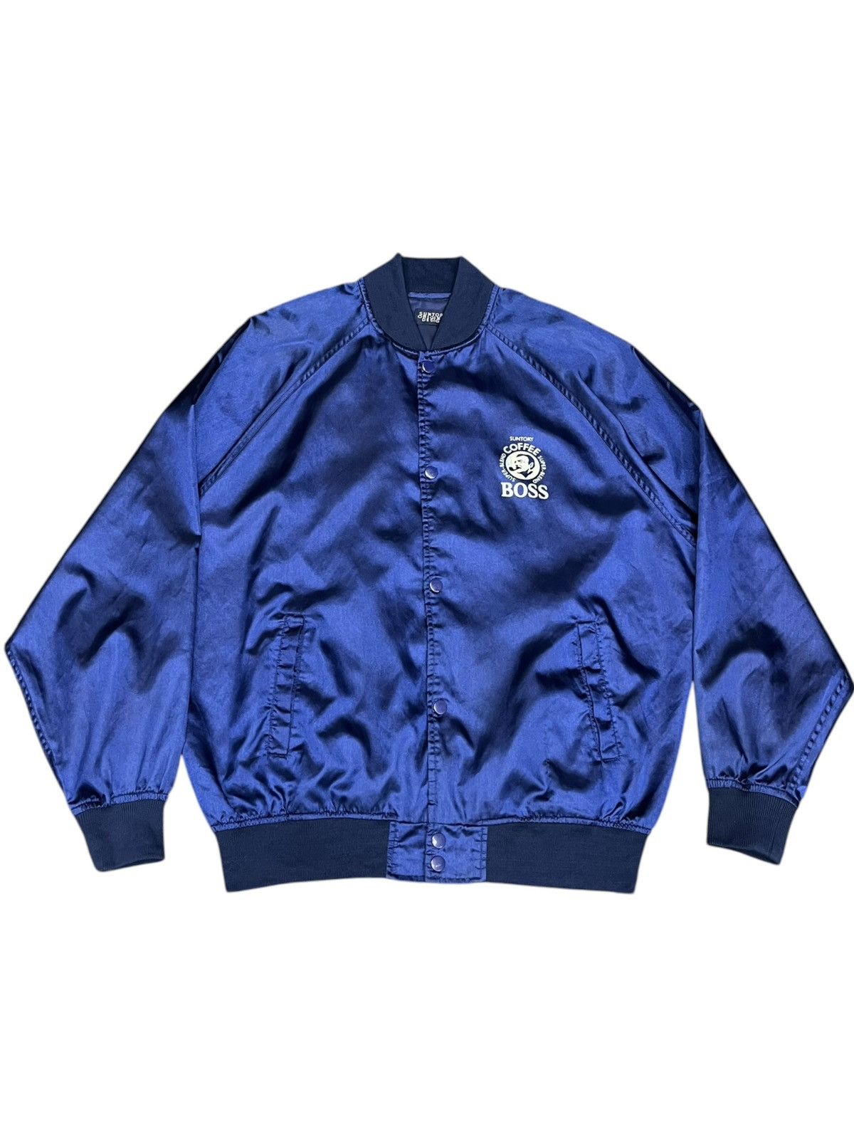 Tribal Streetwear Vintage Suntory BOSS Satin Bomber Jacket Blue M Size US M / EU 48-50 / 2 - 7 Thumbnail
