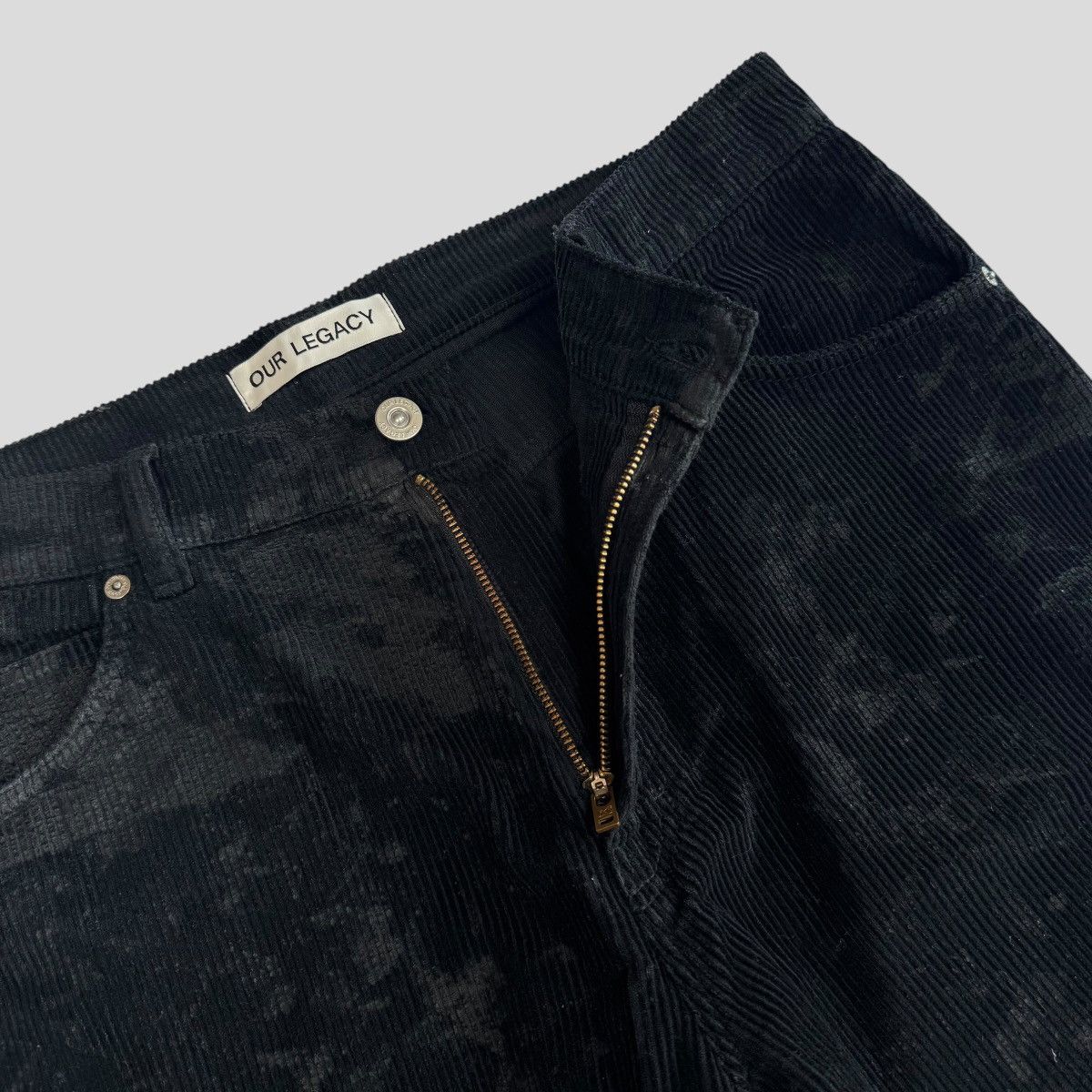 Our Legacy Our Legacy Black Vast Cut Coated Corduroy Pants Size US 33 - 4 Thumbnail