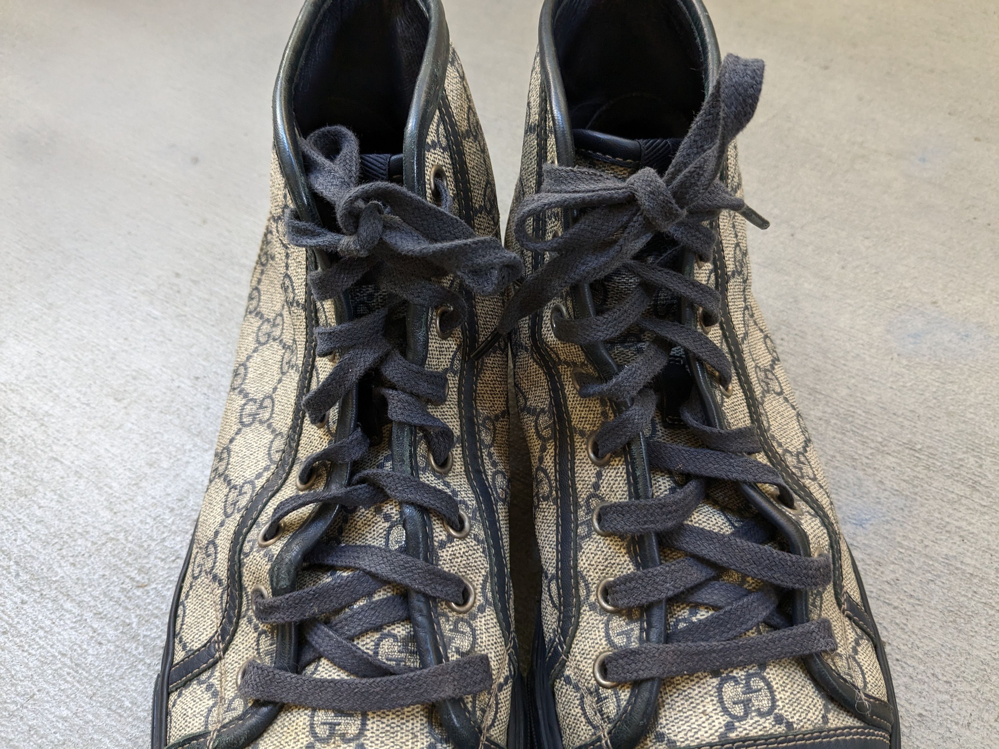 Gucci Gucci High Top Sneakers Navy Blue Leather Size 9.5 Lace Up Size US 9.5 / EU 42-43 - 4 Thumbnail
