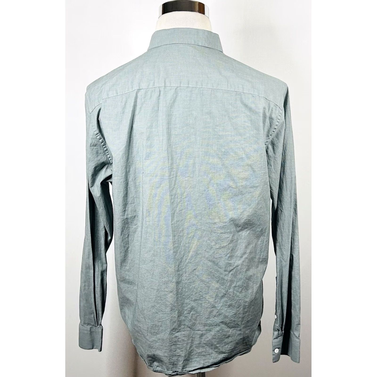 Frame A Frame Large Casual Button Front Shirt Pale Green Cotton Stretch Regular Fit Shirt Mens Button-Front Knit-Style Cotton Blend-Front-Open - Size US L / EU 52-54 / 3 - 5 Thumbnail