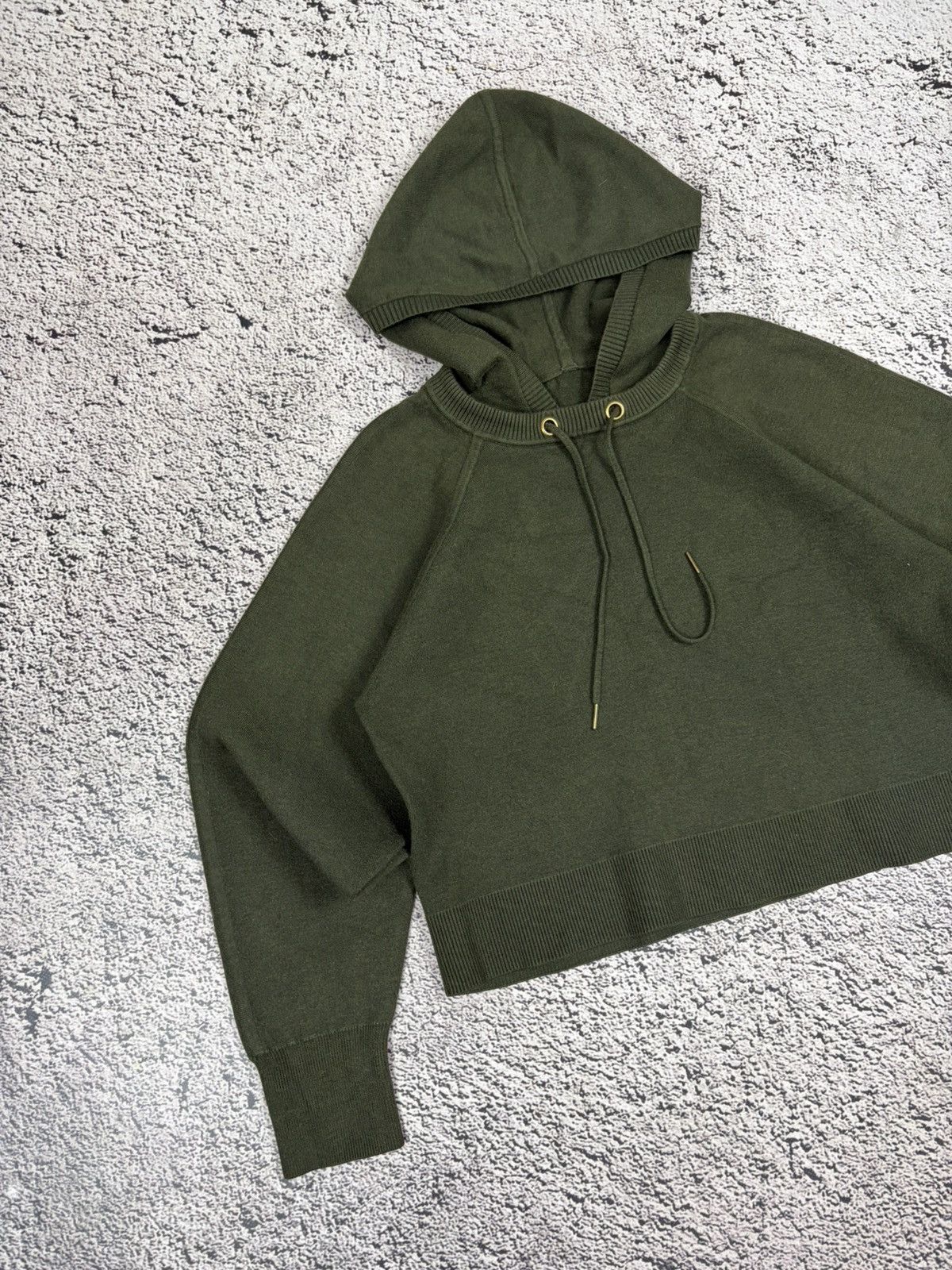 Sandro Sandro Paris Cropped Knit Hoodie Olive Green Size S / US 4 / IT 40 - 2 Thumbnail