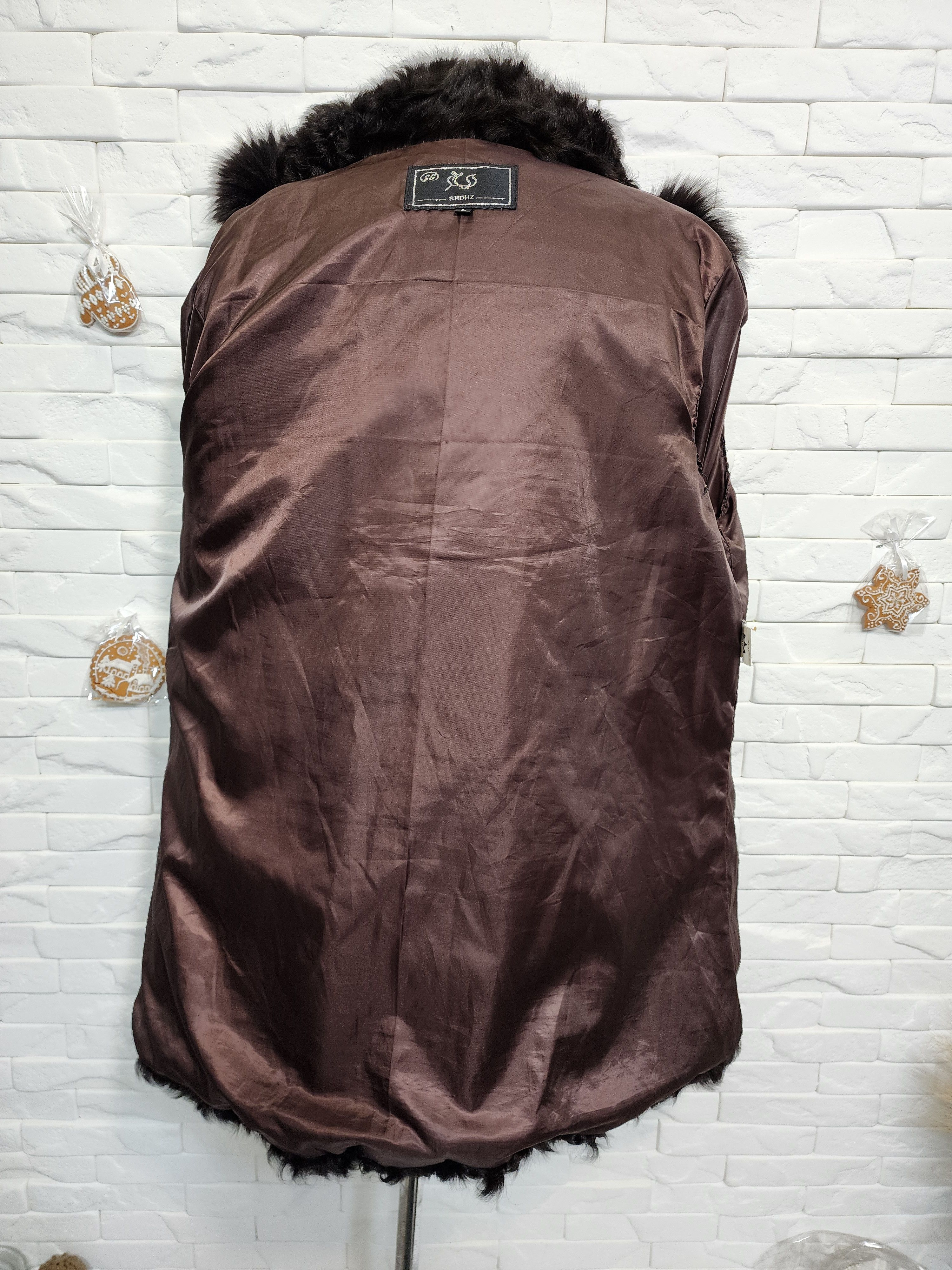 Furla Black Goat Fur Coat: Women's Warm Hooded Outerwear Size L / US 10 / IT 46 - 6 Thumbnail