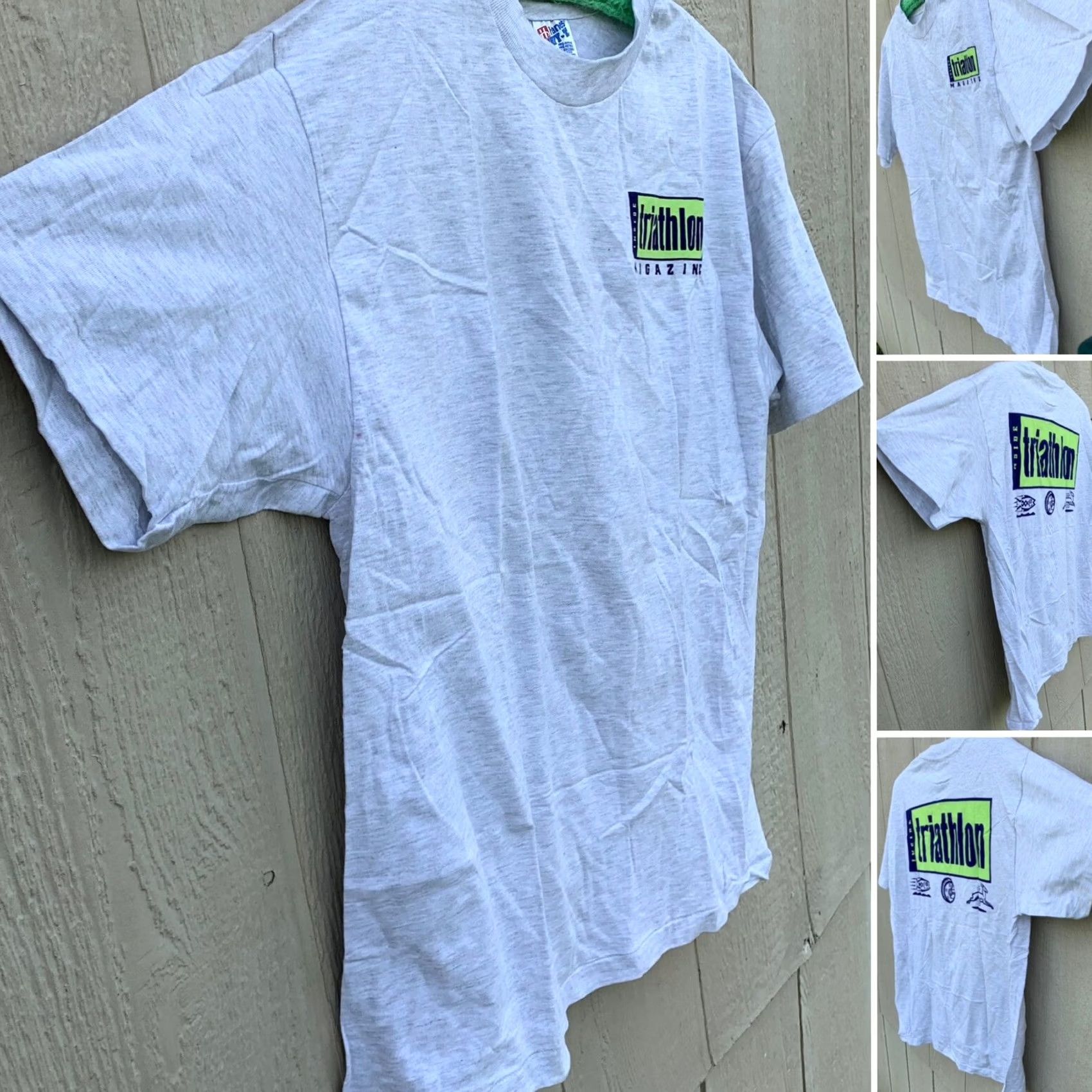 Hanes VINTAGE Hanes Beefy-T T-Shirt Mens Short Sleeve Crew Neck Gray Cotton Size L 1990s Inside Triathlon Magazine Graphic Print Size US L / EU 52-54 / 3 - 2 Thumbnail