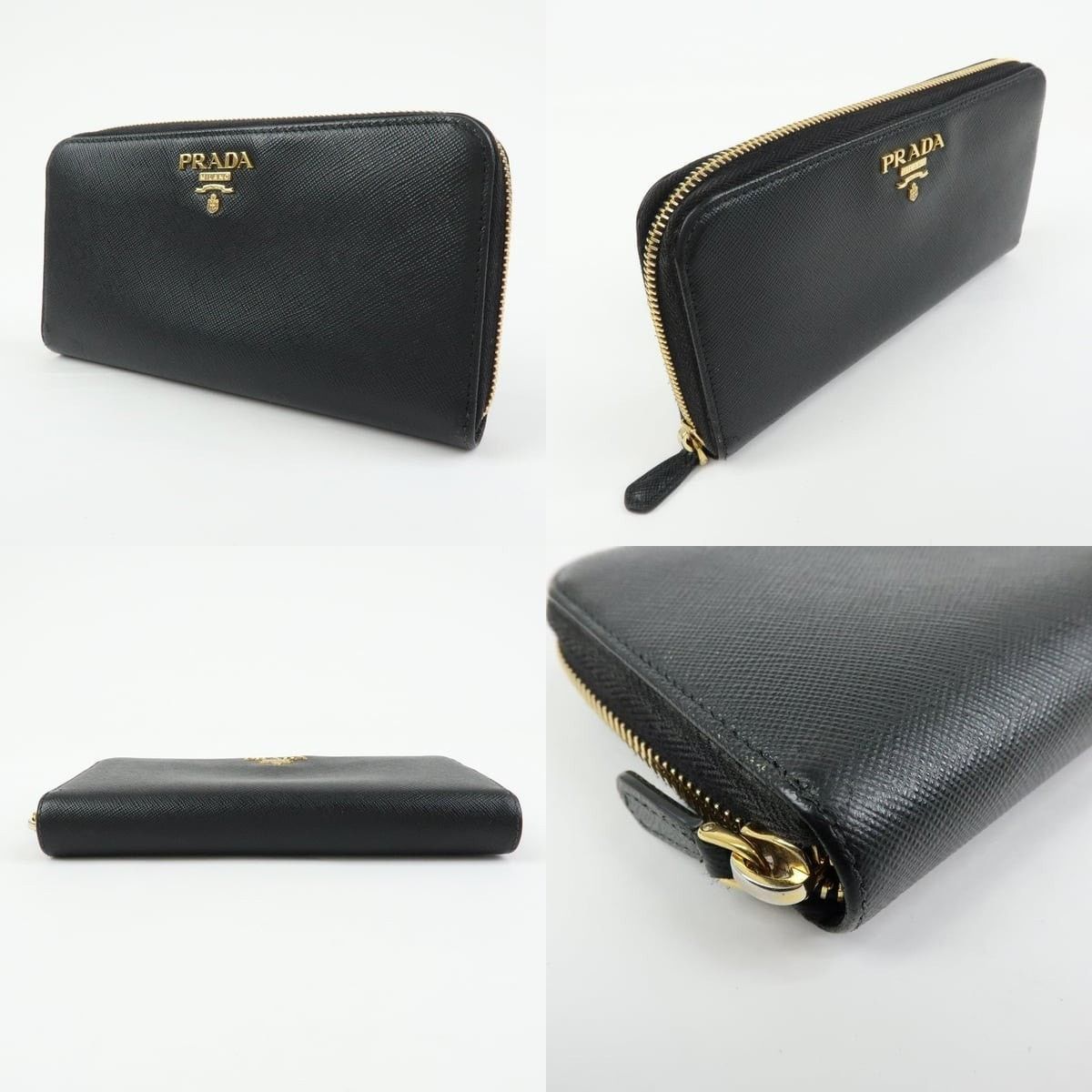 Prada Prada Saffiano Zip Around Wallet Black Size ONE SIZE - 3 Thumbnail