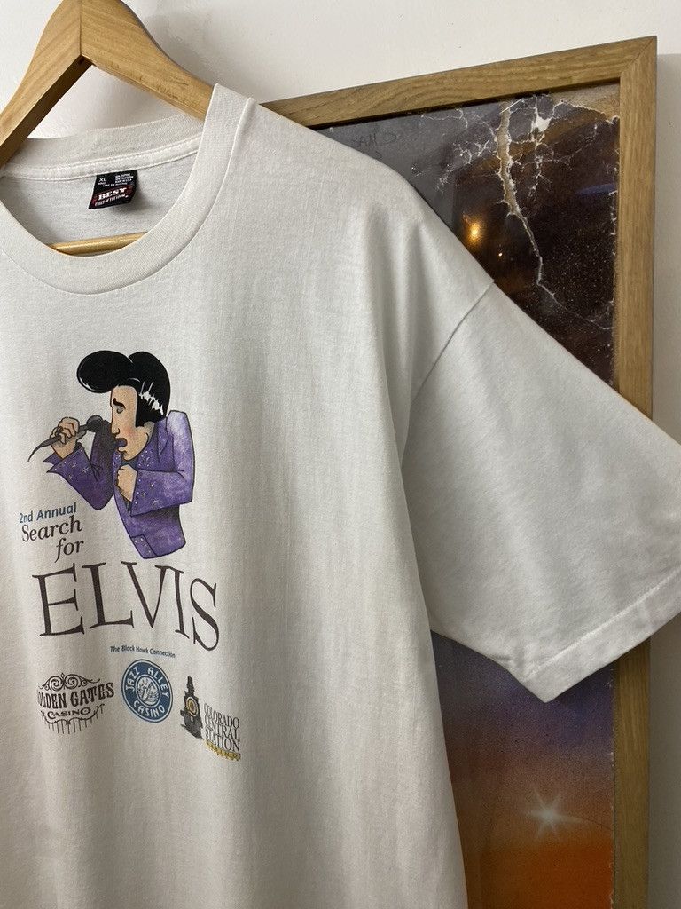 Fruit Of The Loom 80s Vintage Search For Elvis Presley Souvenir T Shirt Size US XL / EU 56 / 4 - 6 Thumbnail