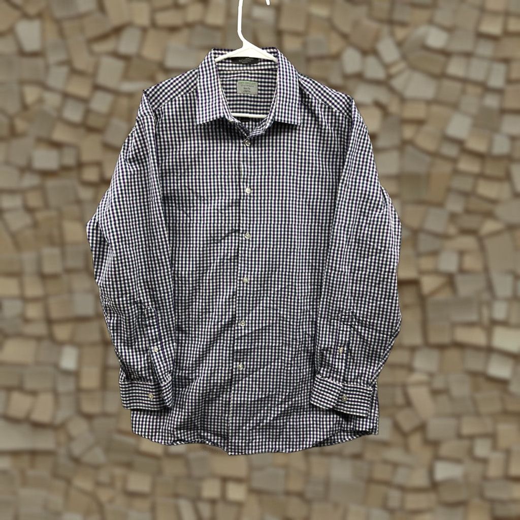 Vintage John Bartlett Shirt 16.5 32/33 Mens Blue Long Sleeve Spread Collar Plaid Shirt Size US XL / EU 56 / 4 - 1 Thumbnail