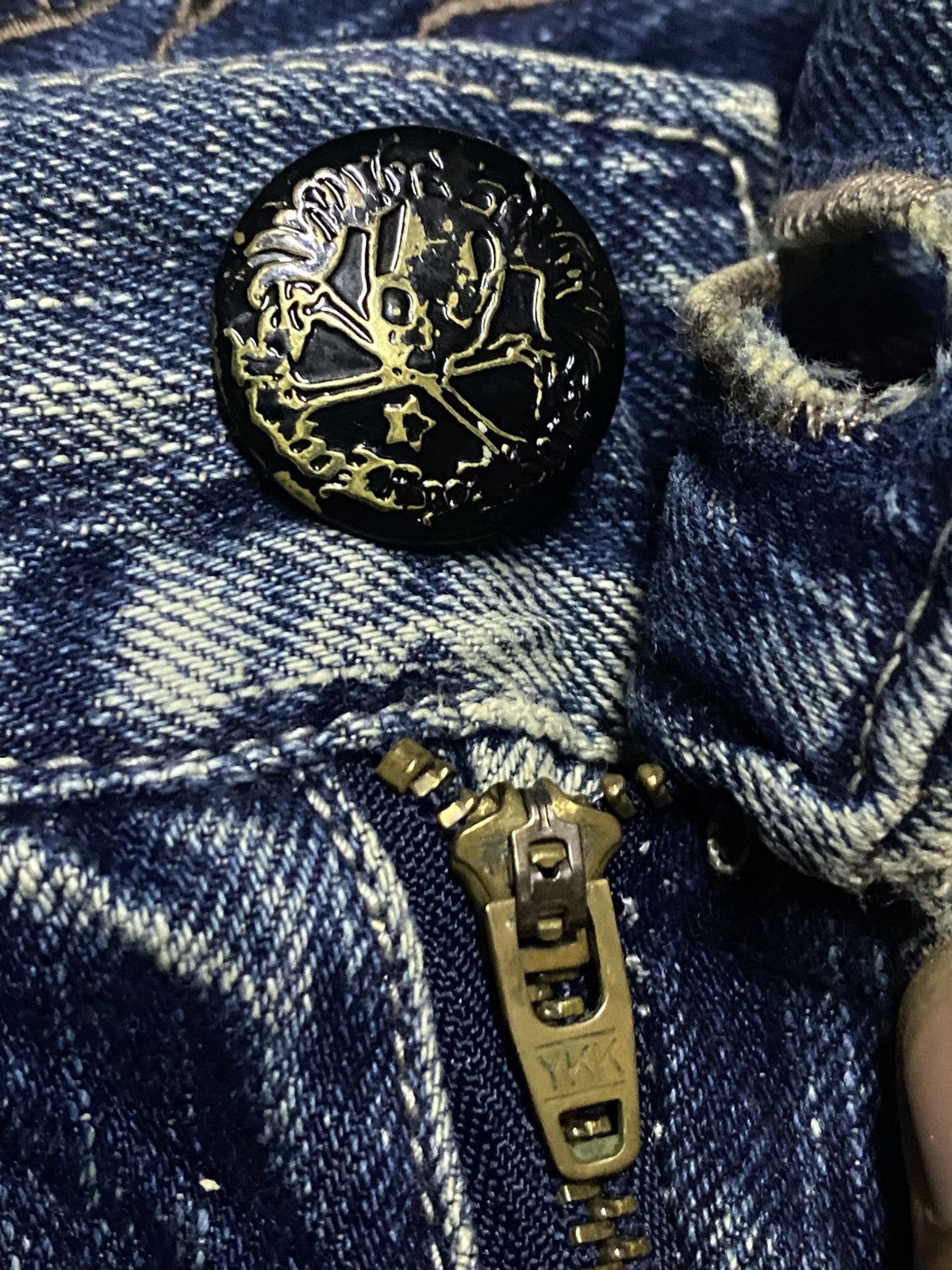 If Six Was Nine Blow By Blue Skull Button Denim Underground Japan Brand Rare Size US 32 / EU 48 - 10 Thumbnail