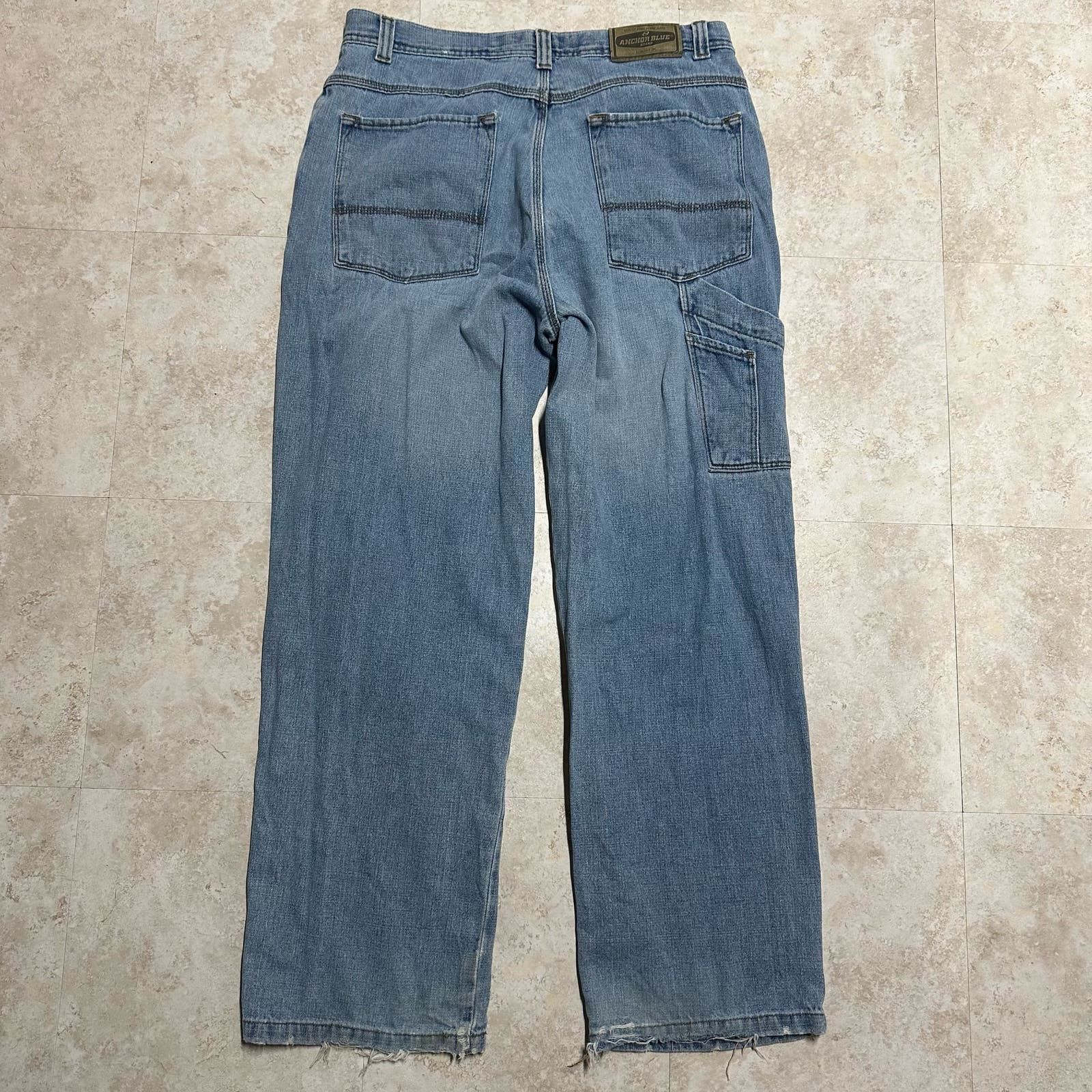 Vintage 90s Y2K Anchor Blue Big Baggy Skater Jeans 36x32