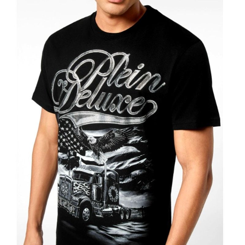 Philipp Plein Philipp Plein Black Plein Truck Stones Round Neck T-Shirt M Size US M / EU 48-50 / 2 - 1 Thumbnail