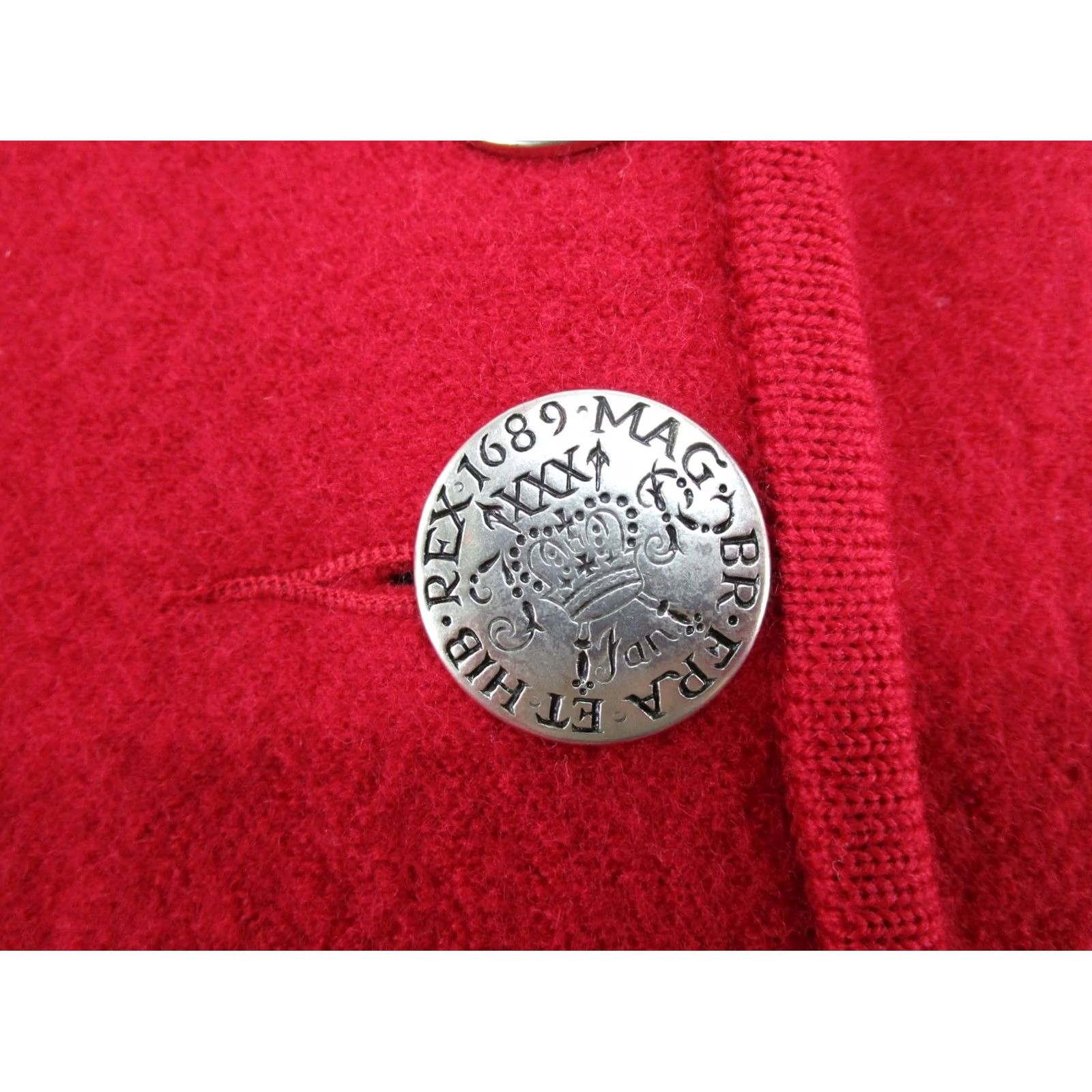 Vintage Geiger Cardigan 100% Wool Heavy Vintage Red Round Neck Long Sleeve Size 38 Women Size XS / US 0-2 / IT 36-38 - 3 Thumbnail