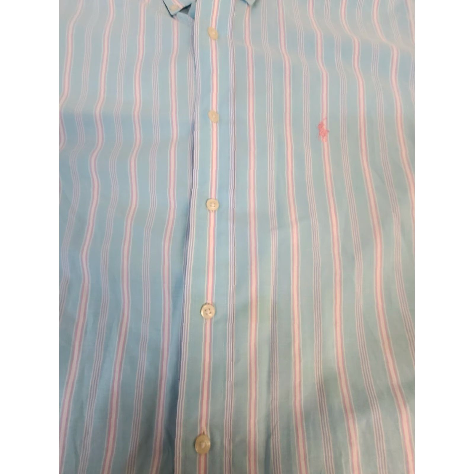 Polo Ralph Lauren Polo Ralph Lauren Shirt Men 16.5 34-35 Blue Pink Classic Fit Dress Stripe Button-Up Long Sleeve Casual Business Size 46R - 2 Thumbnail