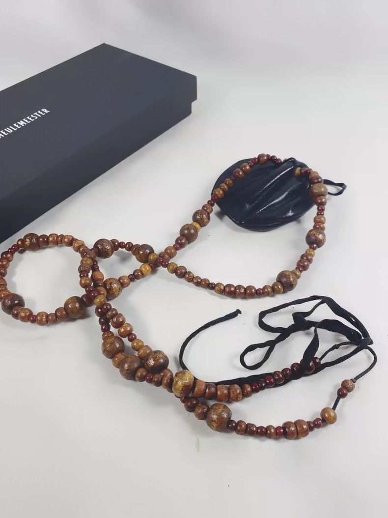 Ann Demeulemeester ann demeulemeester wood beaded leather mini bag necklace Size ONE SIZE - 4 Thumbnail