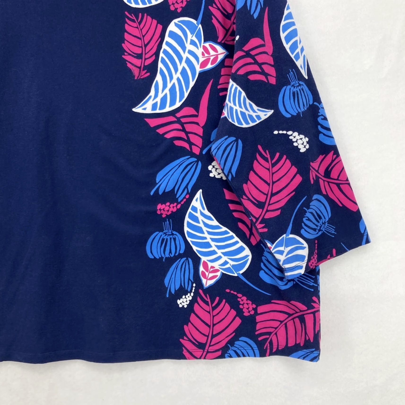 Talbots Talbots Shirt Womens 3X Navy Floral Boatneck 3/4 Sleeve Cotton Tee Plus Top Size XXL / US 16-18 / IT 52-54 - 3 Thumbnail