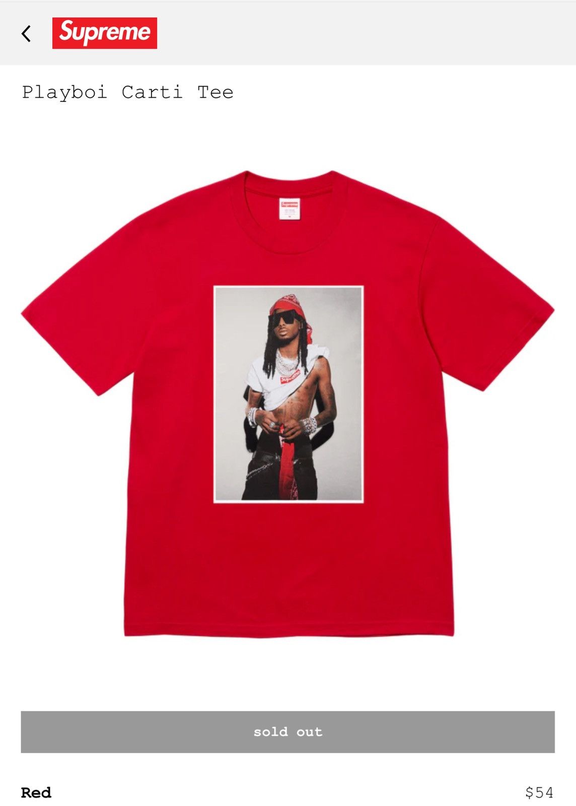 Supreme Playboi Carti Tee Size US L / EU 52-54 / 3 - 1 Thumbnail
