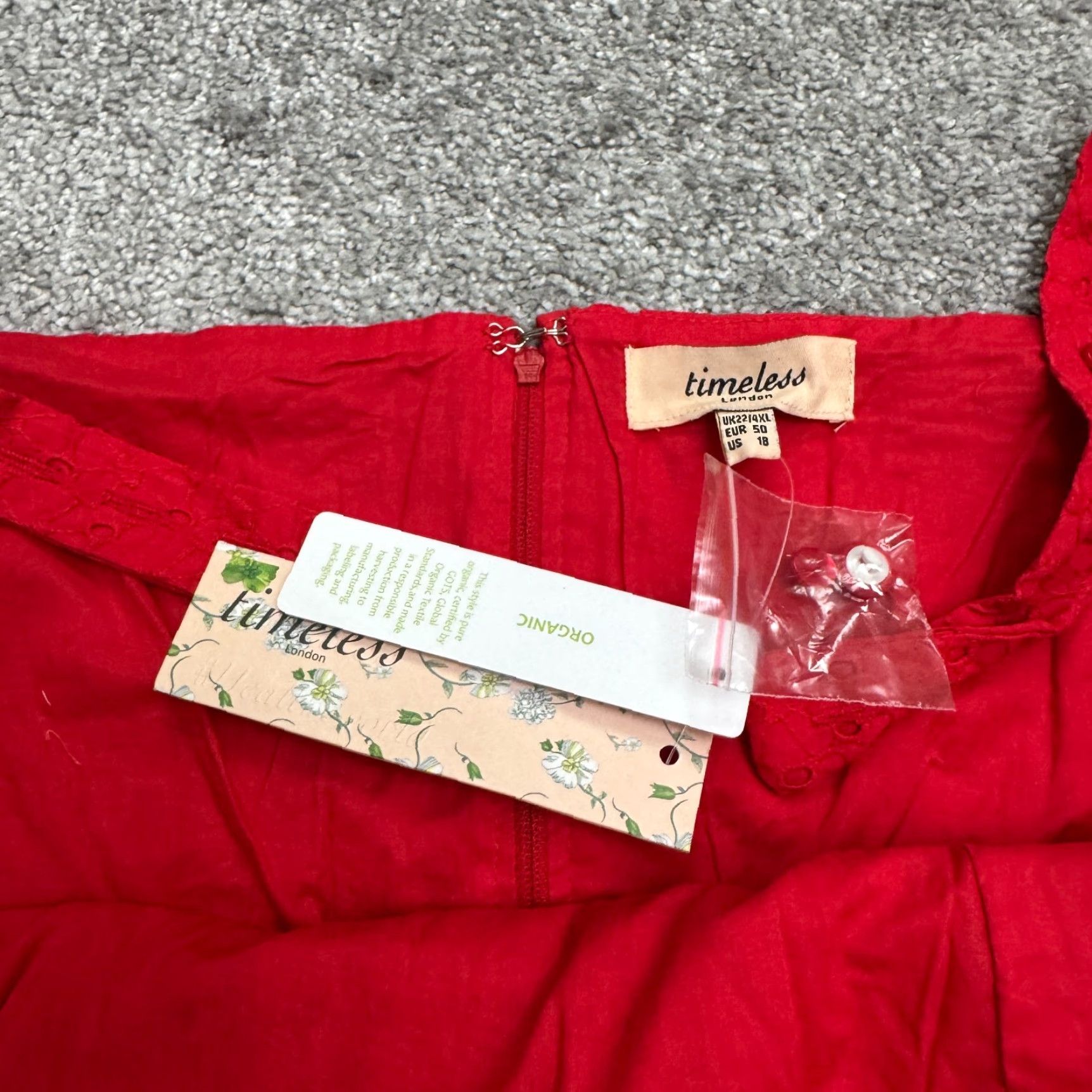 Vintage VINTAGE Timeless London Eyelet A-Line Dress Womens 18 Plus Red Sleeveless 100% Cotton NWT Ladies Short Froack? Size XXL / US 16-18 / IT 52-54 - 6 Thumbnail