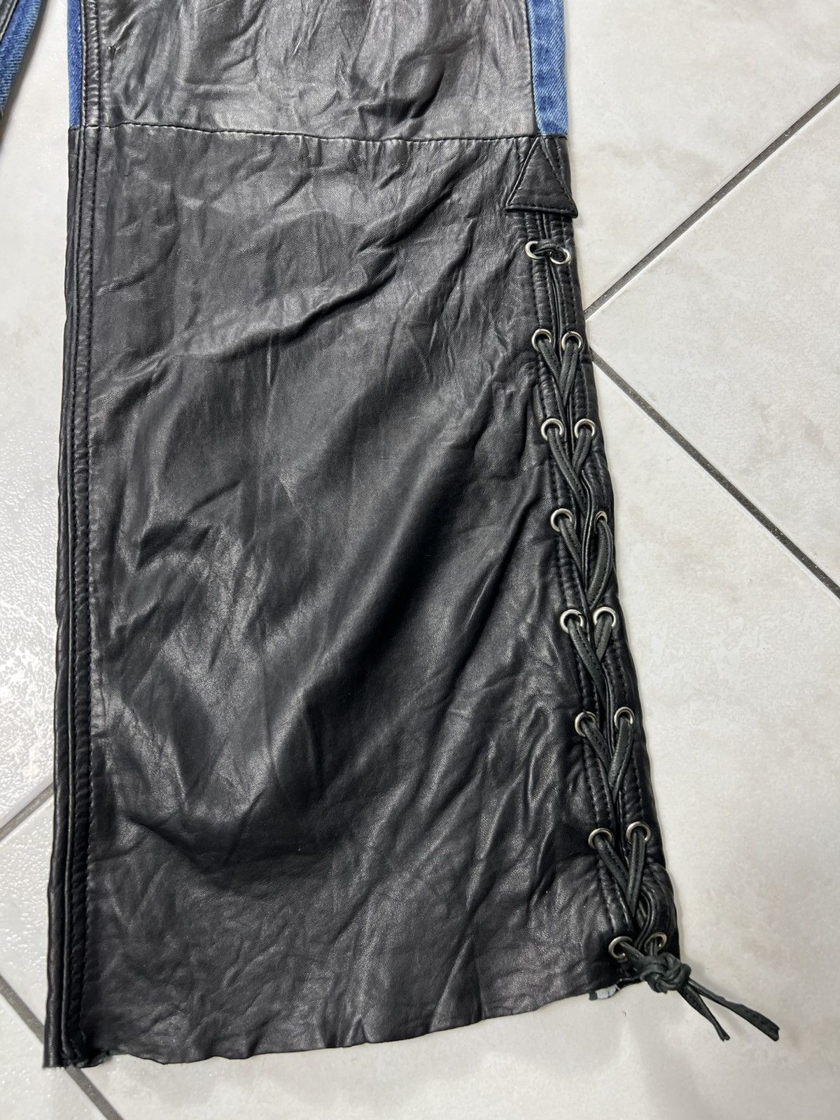Levi's Vintage 90s Levi’s 501 hybrid leather denim tied strap pants Size US 32 / EU 48 - 10 Thumbnail