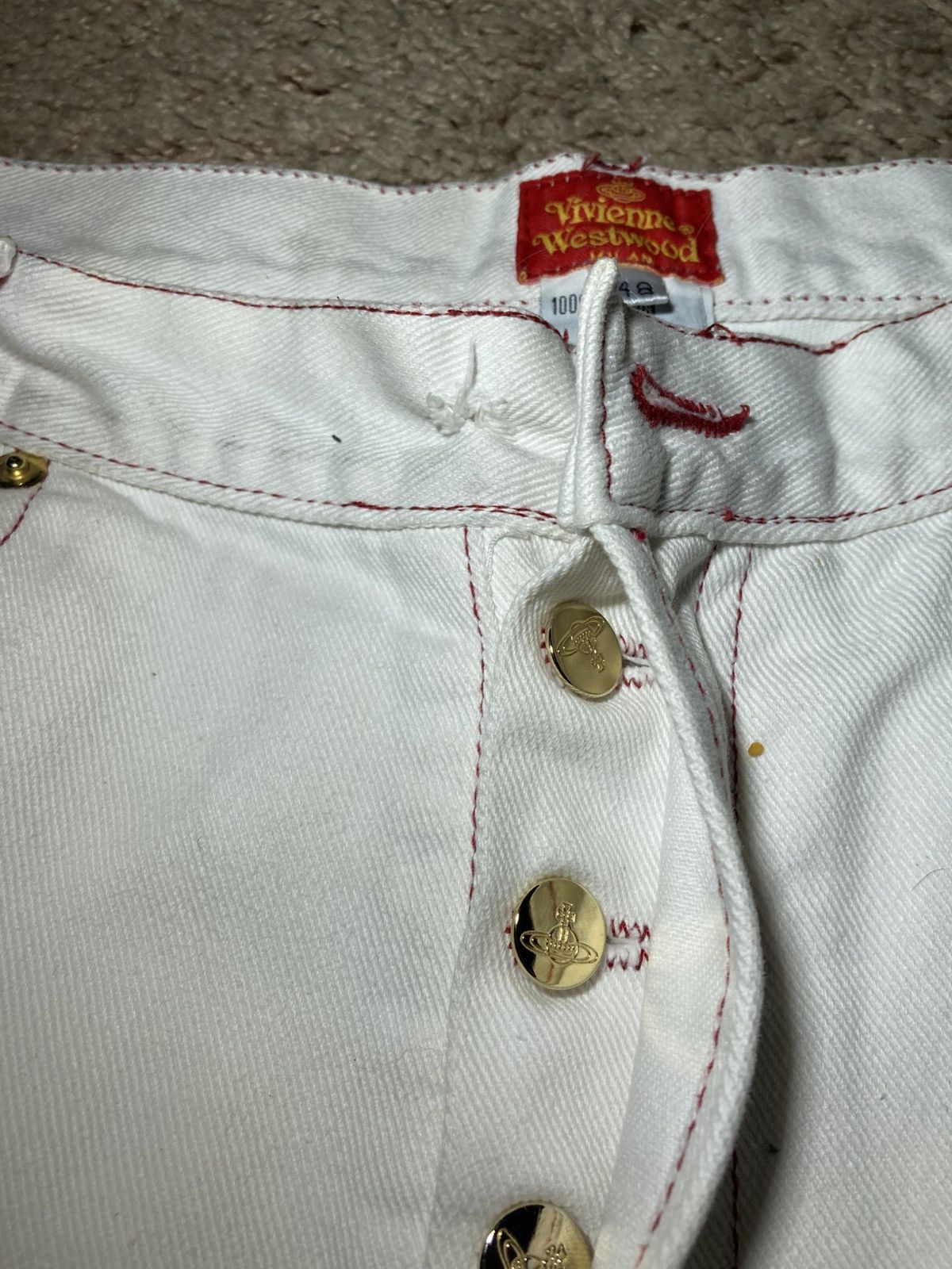 Vivienne Westwood 90s Vivienne Westwood Slim Straight Jeans Contrast VW White Size US 32 / EU 48 - 10 Thumbnail