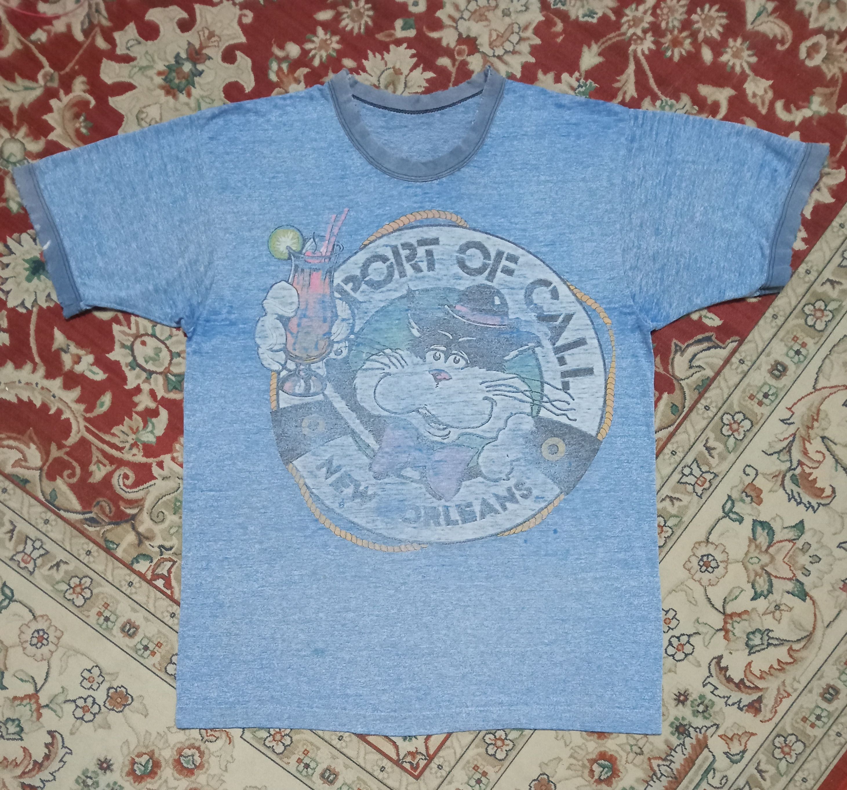 Vintage Vintage Port Of Call New Orleans Distressed Ringer T Size US L / EU 52-54 / 3 - 1 Thumbnail