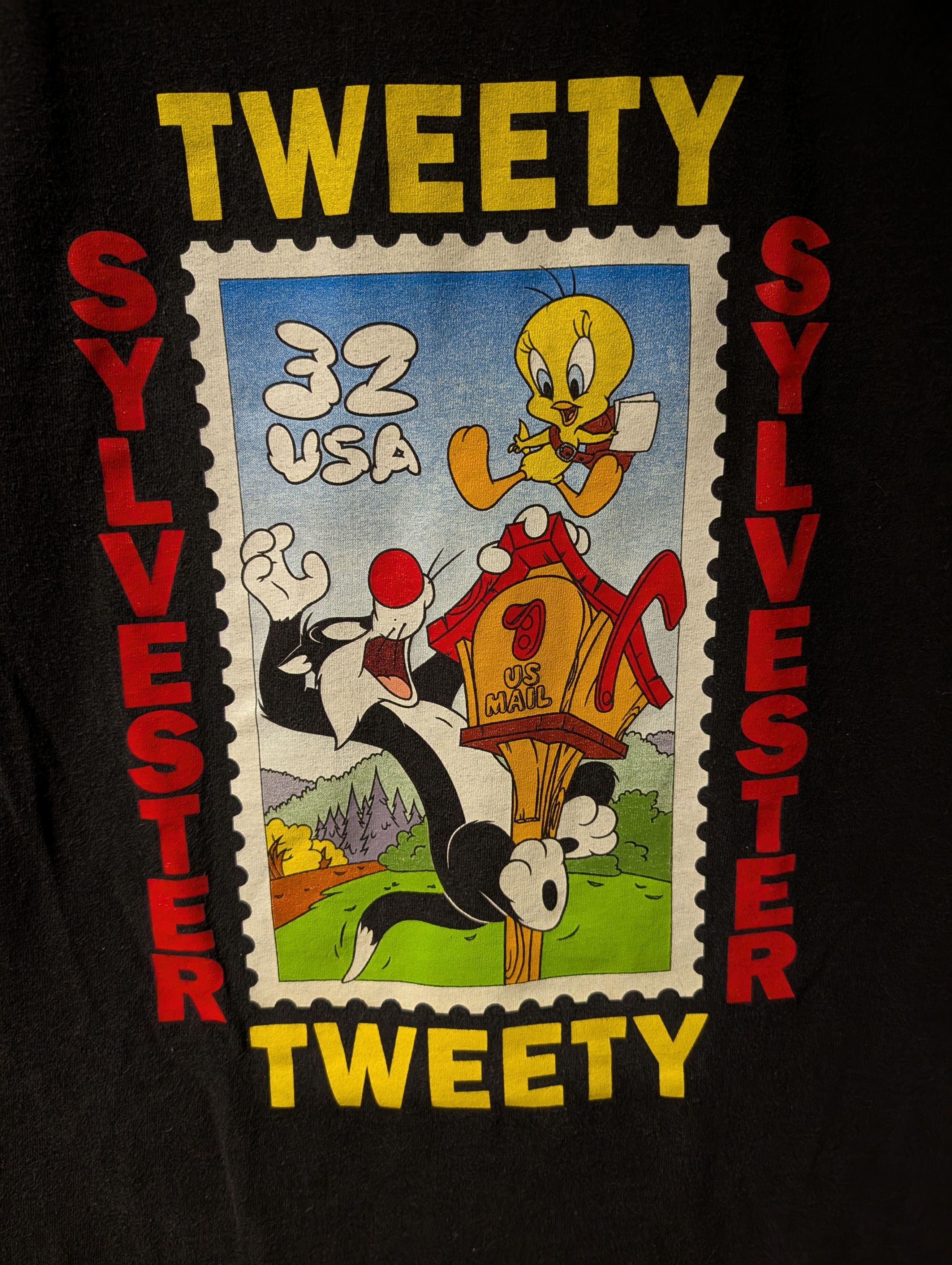 Cartoon Network EUC Vintage 1997 Tweety Bird Sylvester 32 Cent Stamp T-Shirt Size US XL / EU 56 / 4 - 2 Thumbnail