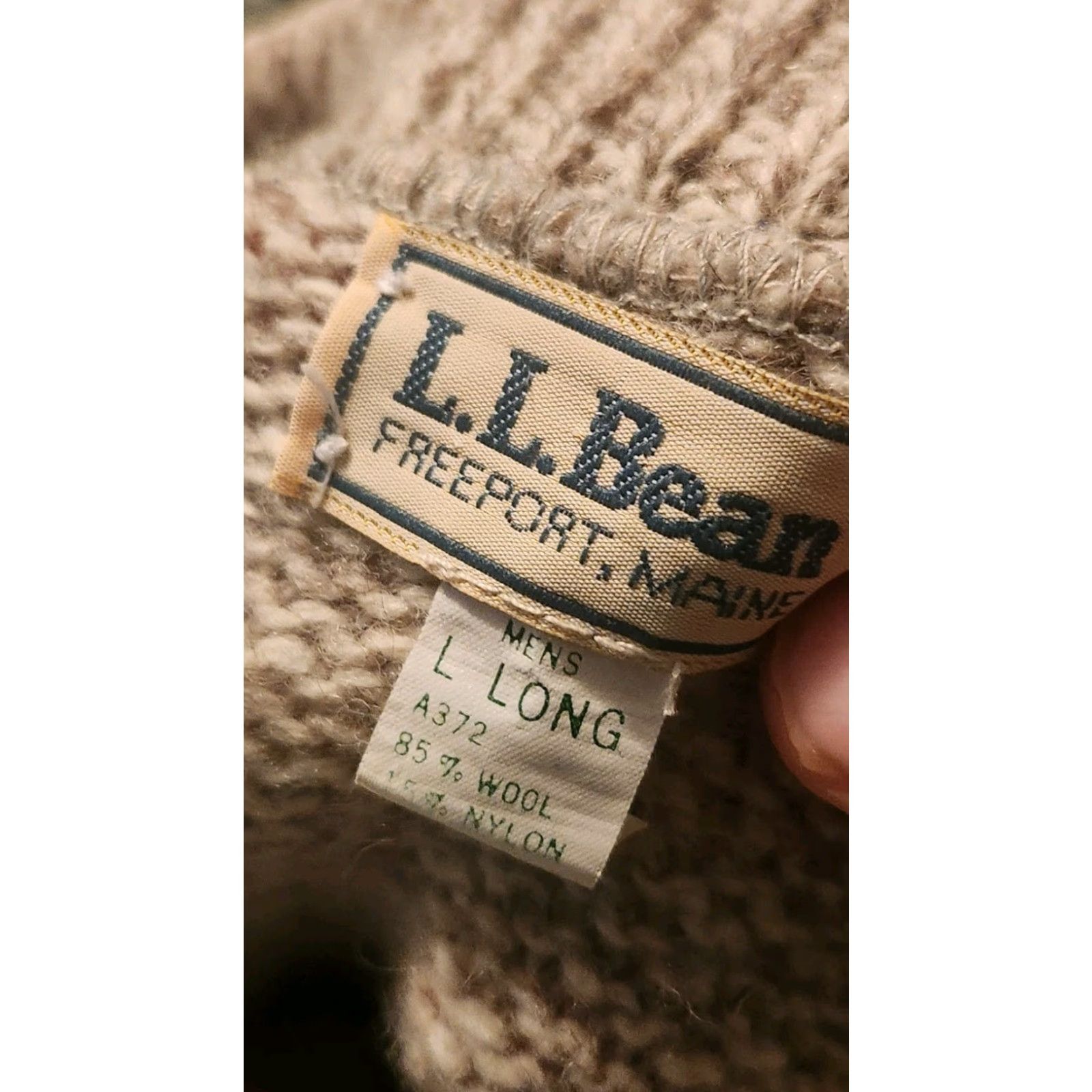 Vintage VTG LL Bean Freeport Wool Fisher Striped Sweater L Navy Blue Thick Crew Neck Men Long Sleeve Big & Tall Beige Size US L / EU 52-54 / 3 - 2 Thumbnail
