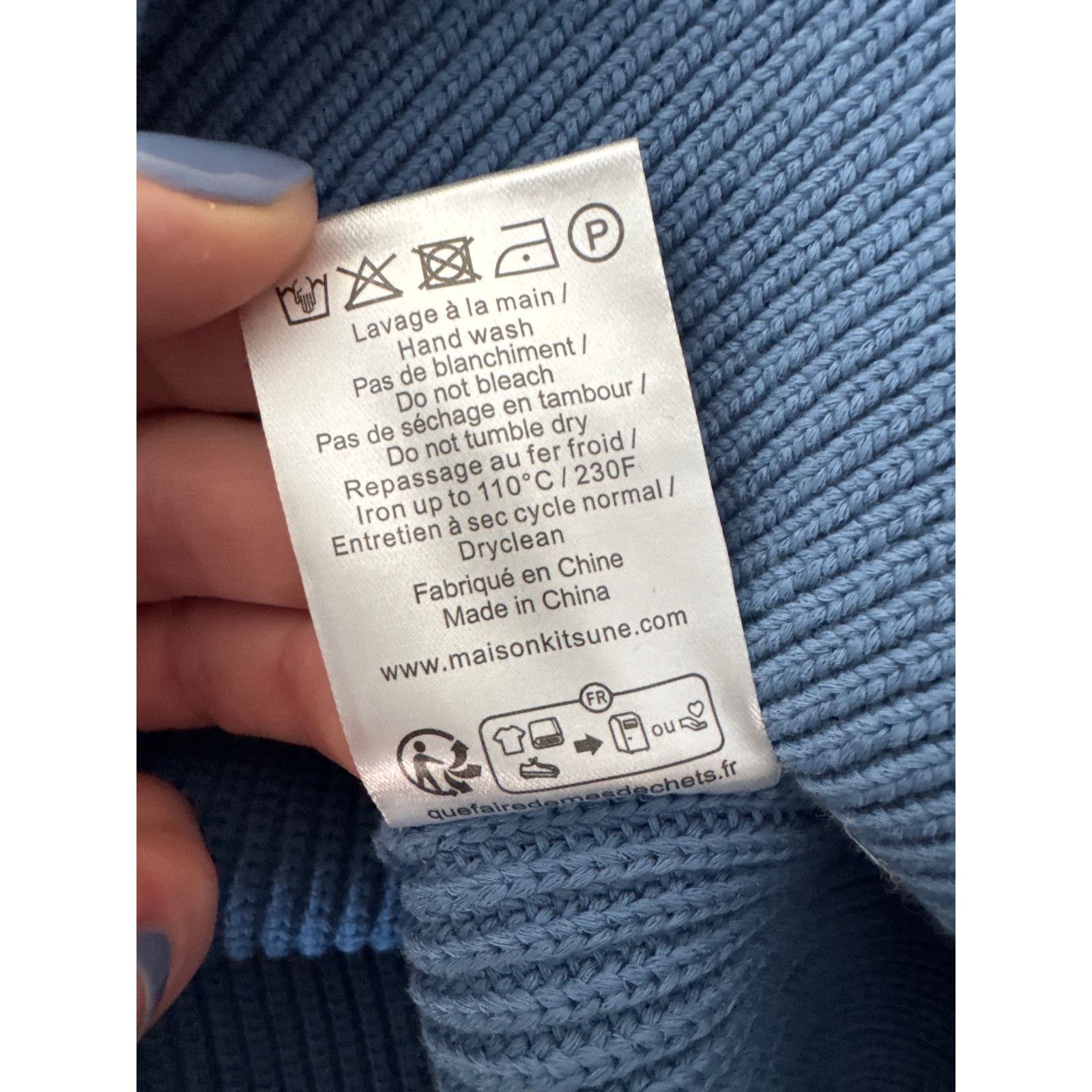 Maison Kitsune Maison Kitsuné Bold Fox Head Patch Ribbed Sweater BLue Size US S / EU 44-46 / 1 - 10 Thumbnail