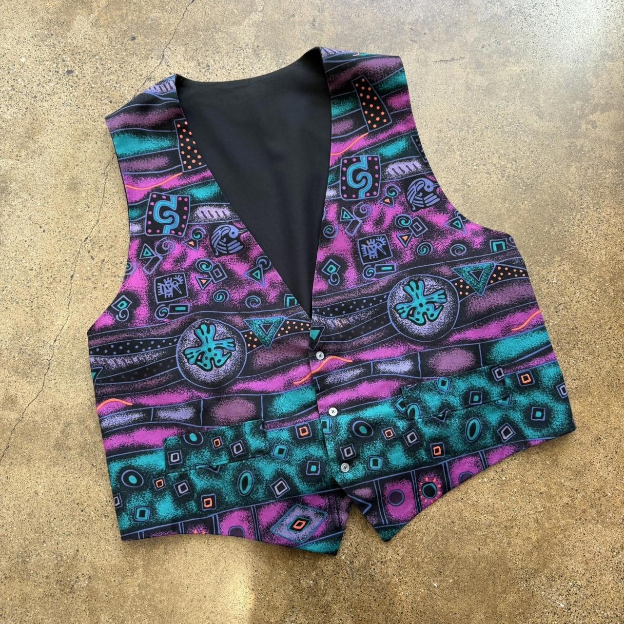 Designer Teal & Purple Native Print Vest Size US XL / EU 56 / 4 - 2 Thumbnail