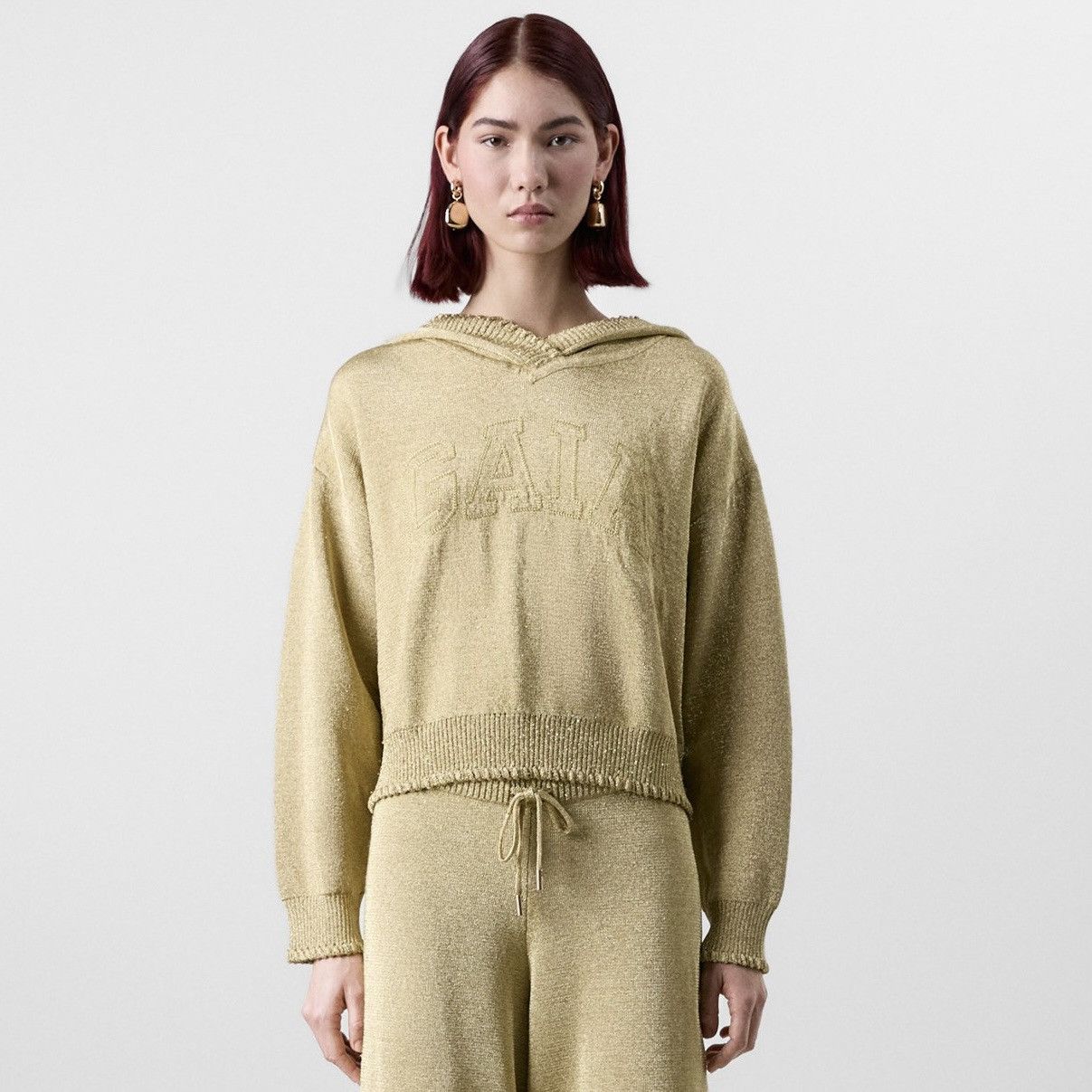 Cult Gaia Gap x Cult Gaia Metallic Gold Logo Hoodie Size XS / US 0-2 / IT 36-38 - 1 Thumbnail