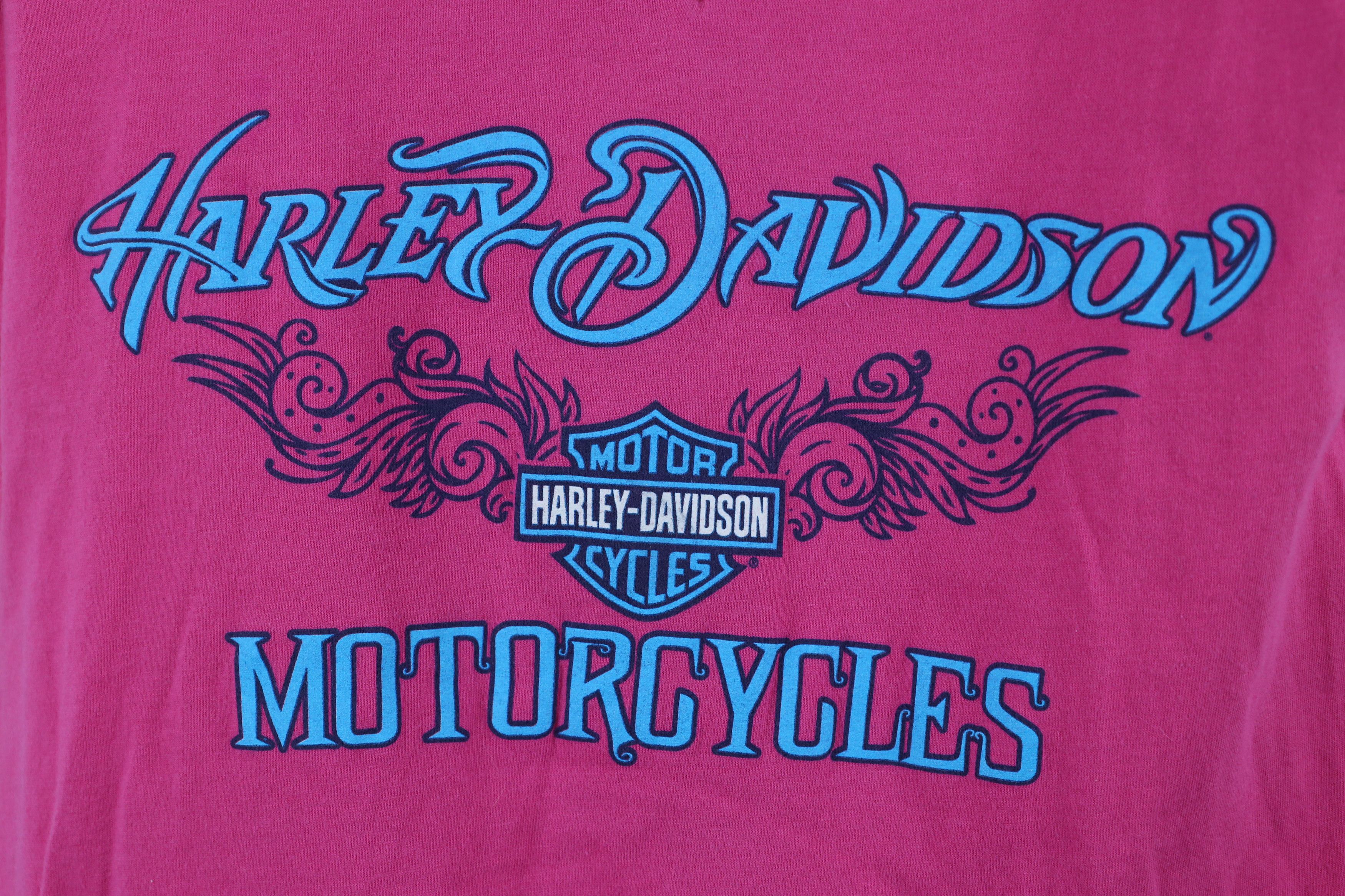 Harley Davidson × Vintage Vintage Harley Davidson Tribal Jamaica V-Neck T-Shirt Pink Size XL / US 12-14 / IT 48-50 - 4 Thumbnail