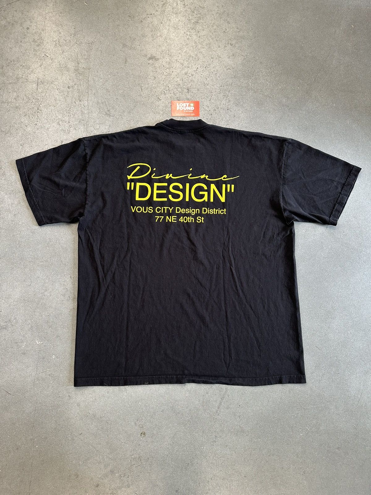 image of Vous Virgil Abloh Miami Art Basel Divine Design Tee in Black Yellow, Men's (Size 2XL)