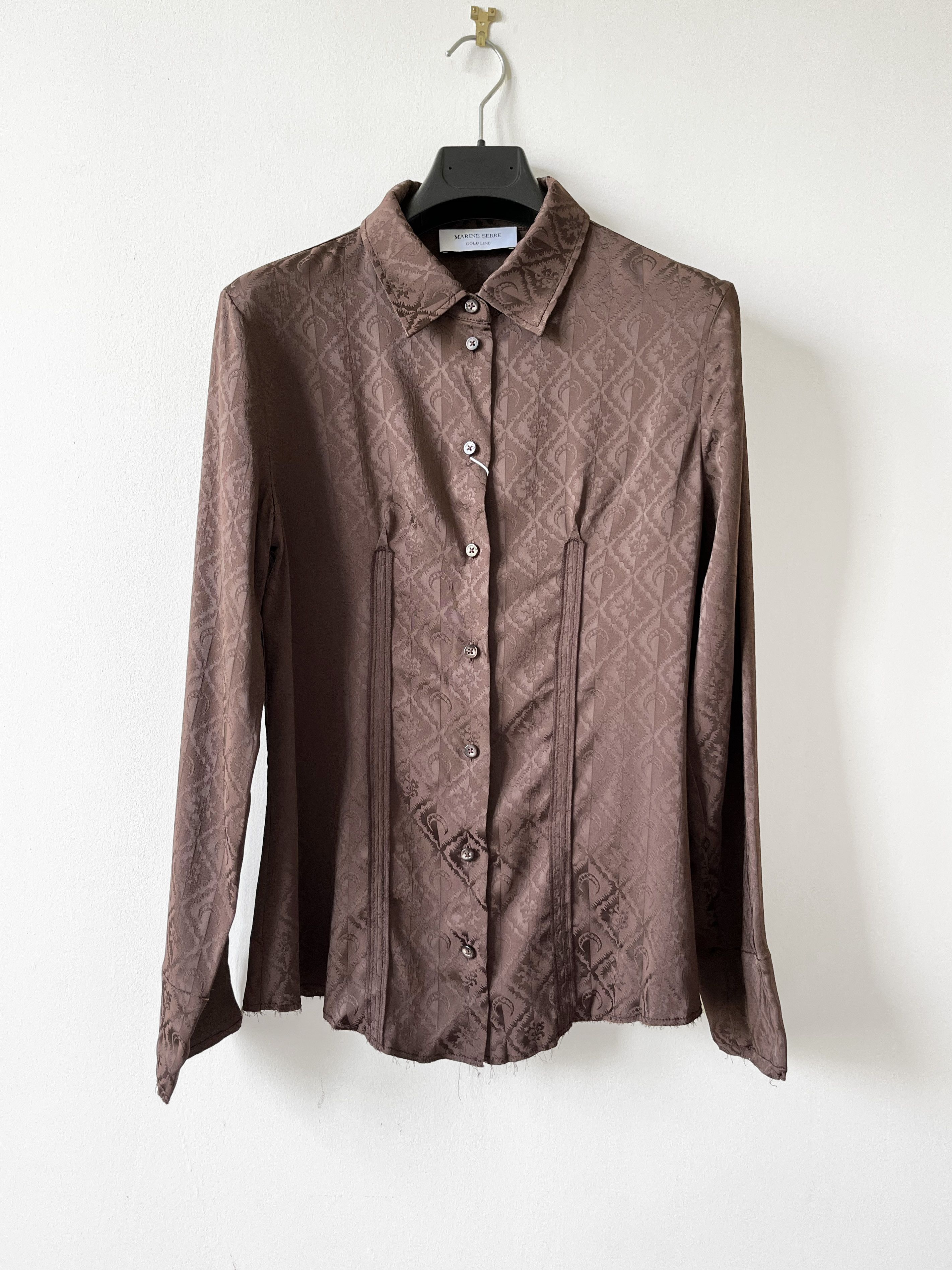 image of Marine Serre Brown Button Moon Lozenge Shirt, Women's (Size Small)