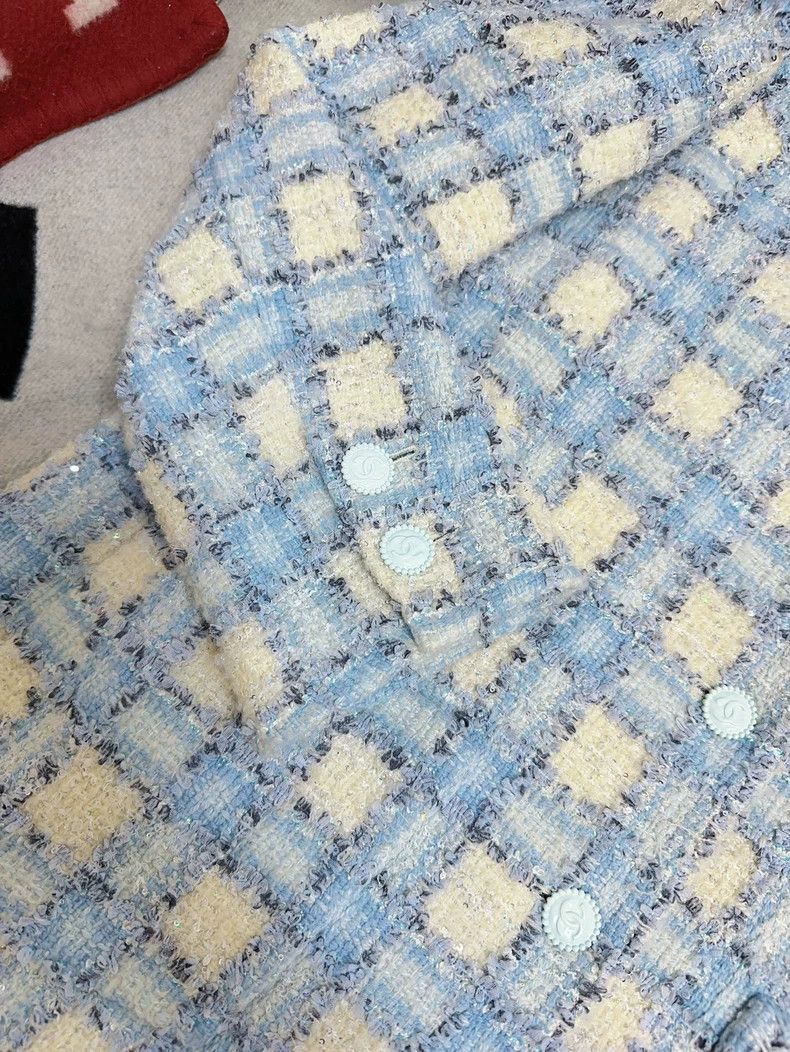 Other Chanel 22B Blue White Tweed Jacket Size M / US 6-8 / IT 42-44 - 4 Thumbnail