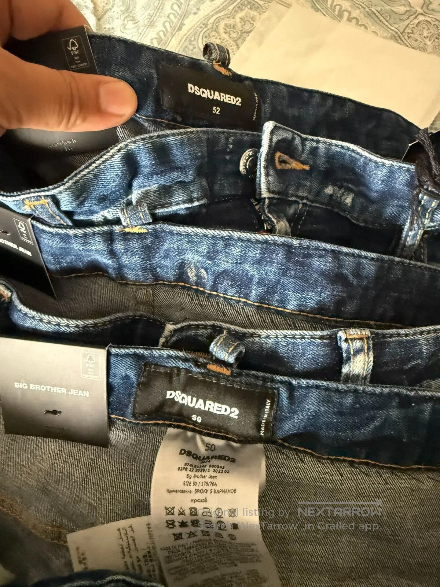 Dsquared2 Kogin Pants with Floral Stitching in Blue. Size US 34 / EU 50 - 7 Thumbnail
