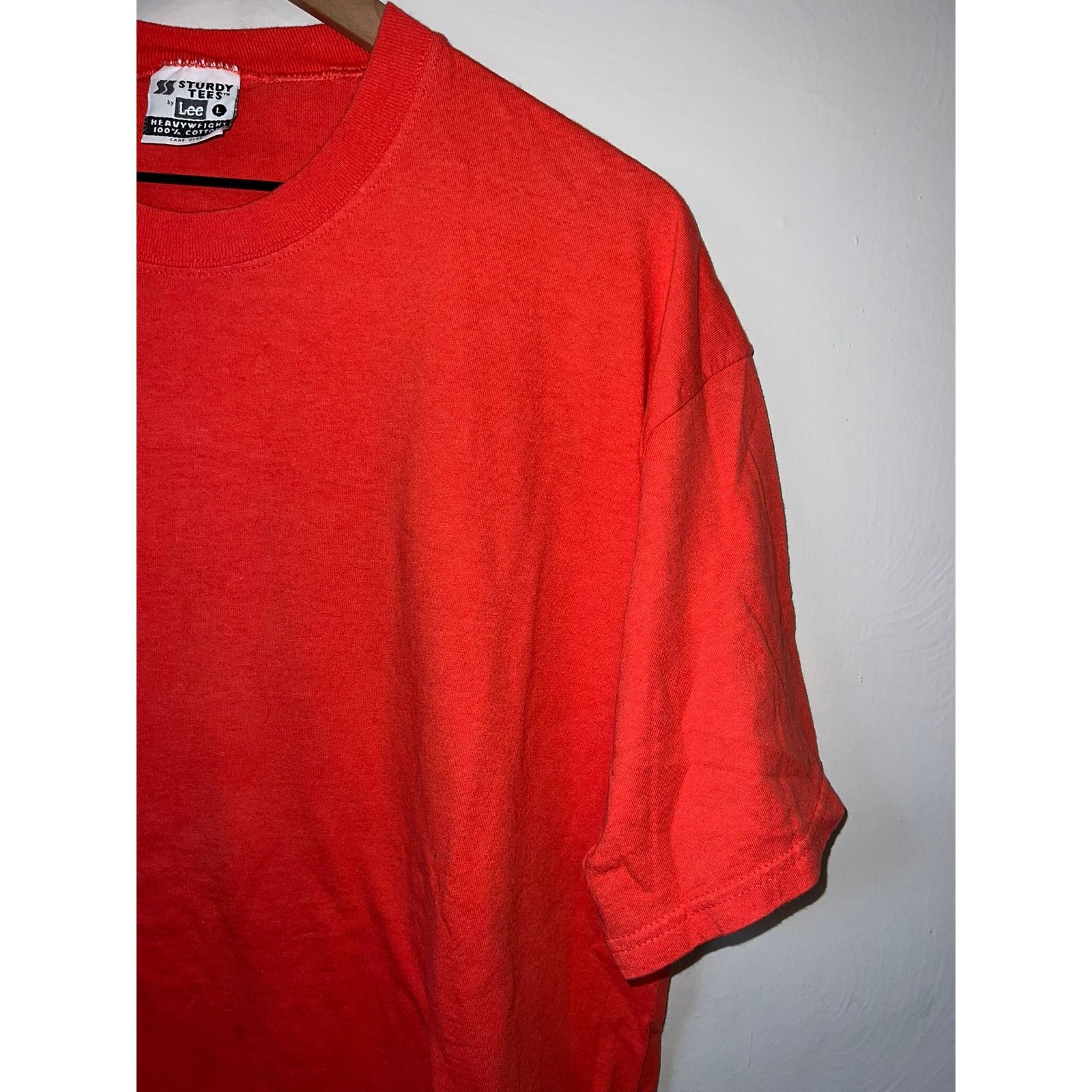 Lee Vintage Red Blank Shirt Sturdy Tees Lee Tee VTG 90s Large Size US L / EU 52-54 / 3 - 3 Thumbnail