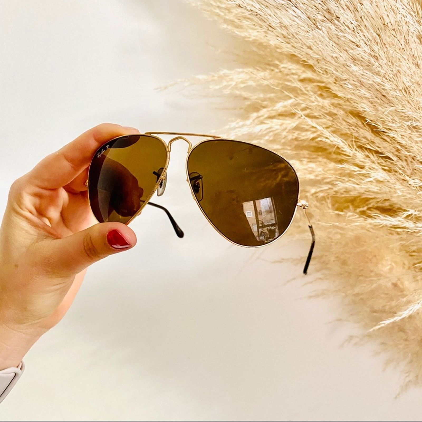 RayBan RAY BAN Gold Metal Brown Smoke Lenses Aviators Sunglasses Size ONE SIZE - 1 Thumbnail