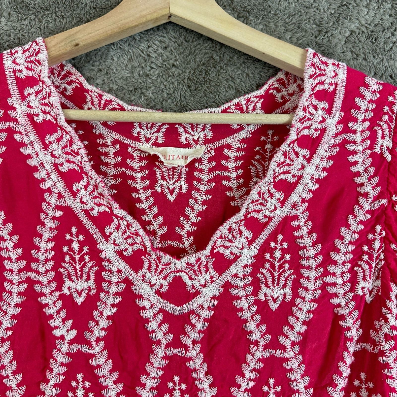 Other Solitaire Pink White Embroidered Blouse Top Sleeveless L Size L / US 10 / IT 46 - 4 Thumbnail