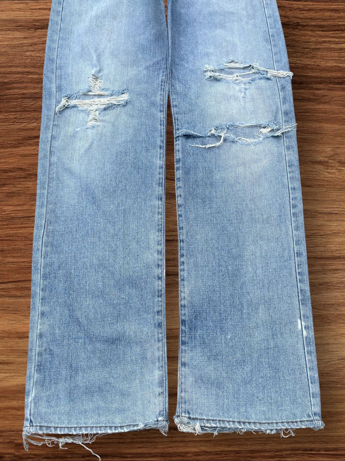 Hysteric Glamour Vintage Japanese Brand Blue Wash Distressed Frayed Leg Jeans Size US 32 / EU 48 - 5 Thumbnail