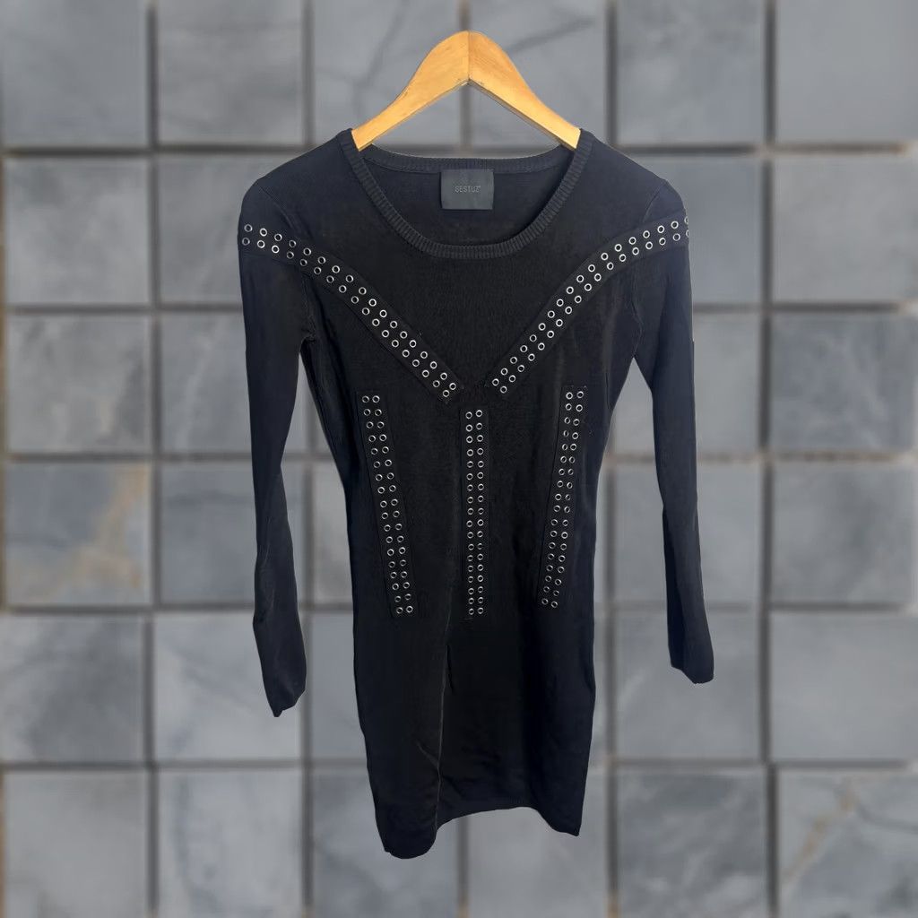 Gestuz Gestuz Sweater Dress Womens Small Black Eyelet Grommet Long Sleeve Bodycon Size S / US 4 / IT 40 - 1 Thumbnail