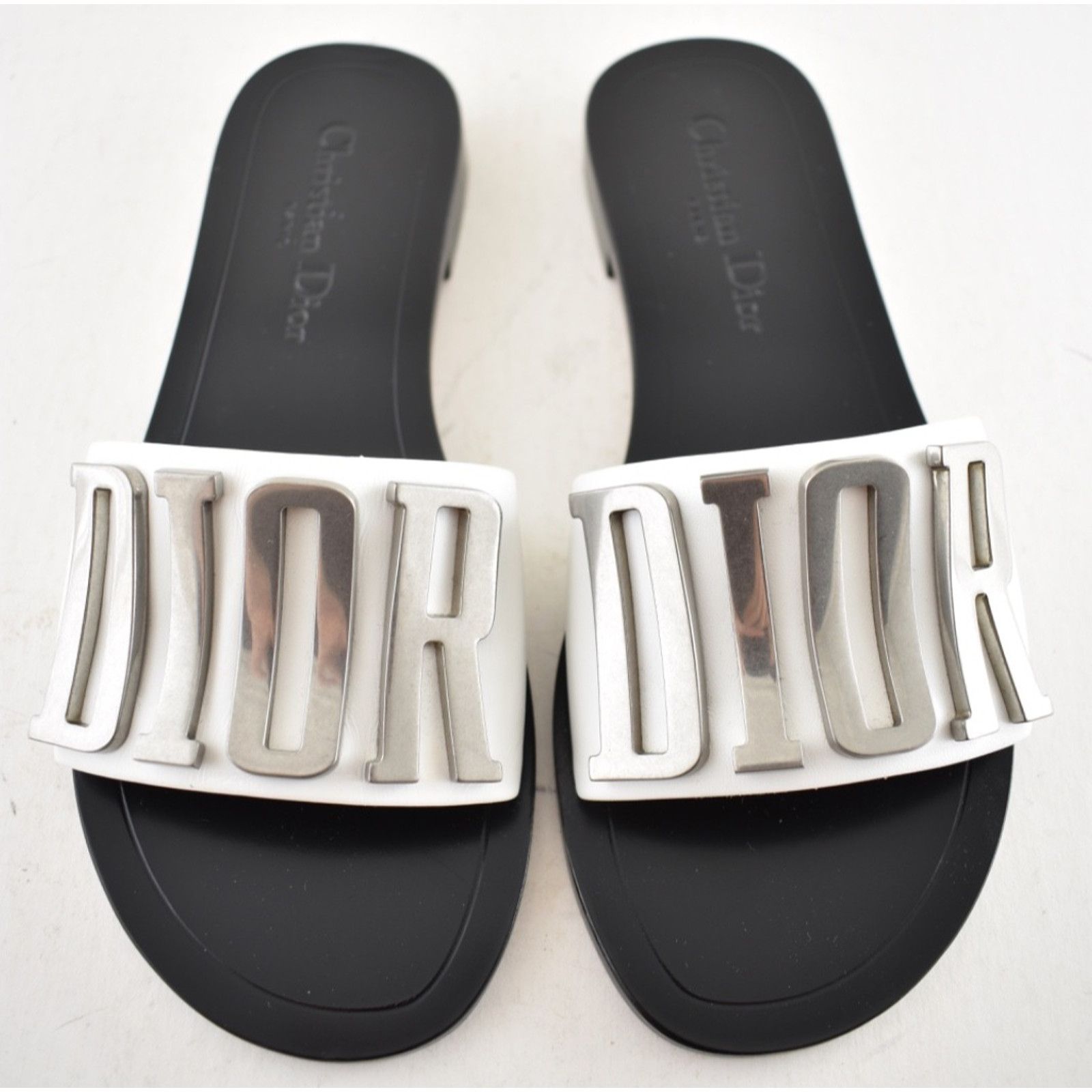Dior Christian Dior Diorevolution White Silver Metal Logo Slide Size US 6.5 / IT 36.5 - 3 Thumbnail