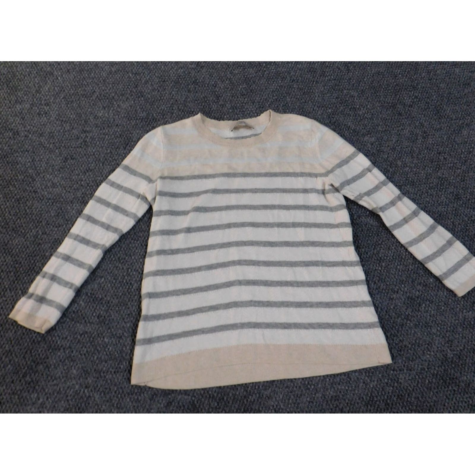 Loft LOFT Sweater Shirt Womens Medium White Striped Crew Neck Pullover Cotton Knit Colorful Modern Modern Casual Size M / US 6-8 / IT 42-44 - 4 Thumbnail