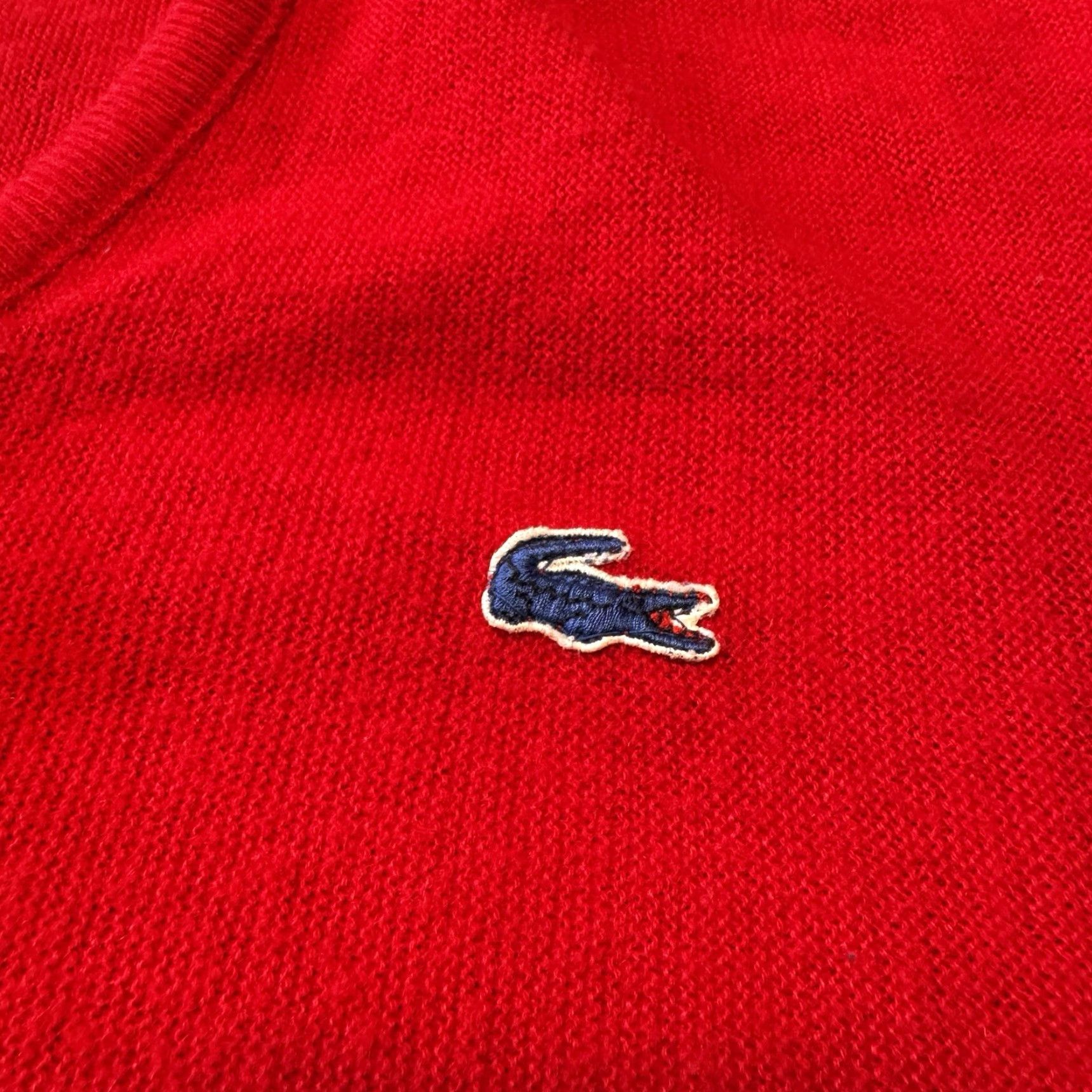 Lacoste VINTAGE Lacoste Izod Sweater V-Neck Mens XL Red Orlon Acrylic Logo Made in USA Pullover Long Sleeve Casual Walking Mens Size US XL / EU 56 / 4 - 2 Thumbnail