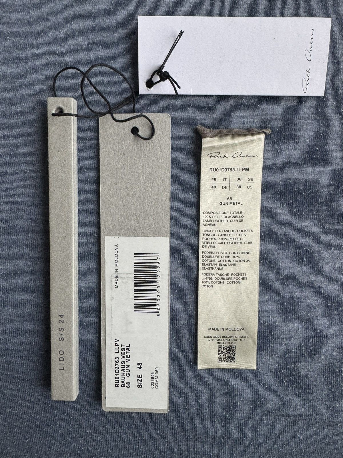 Rick Owens Rick Owens Mainline Bauhaus Leather Vest – Gunmetal Size US M / EU 48-50 / 2 - 10 Thumbnail