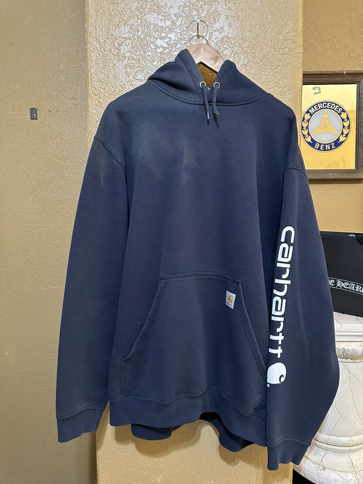 Carhartt × Vintage faded distressed Carhartt Navy Hoodie XXL Size US XXL / EU 58 / 5 - 1 Thumbnail