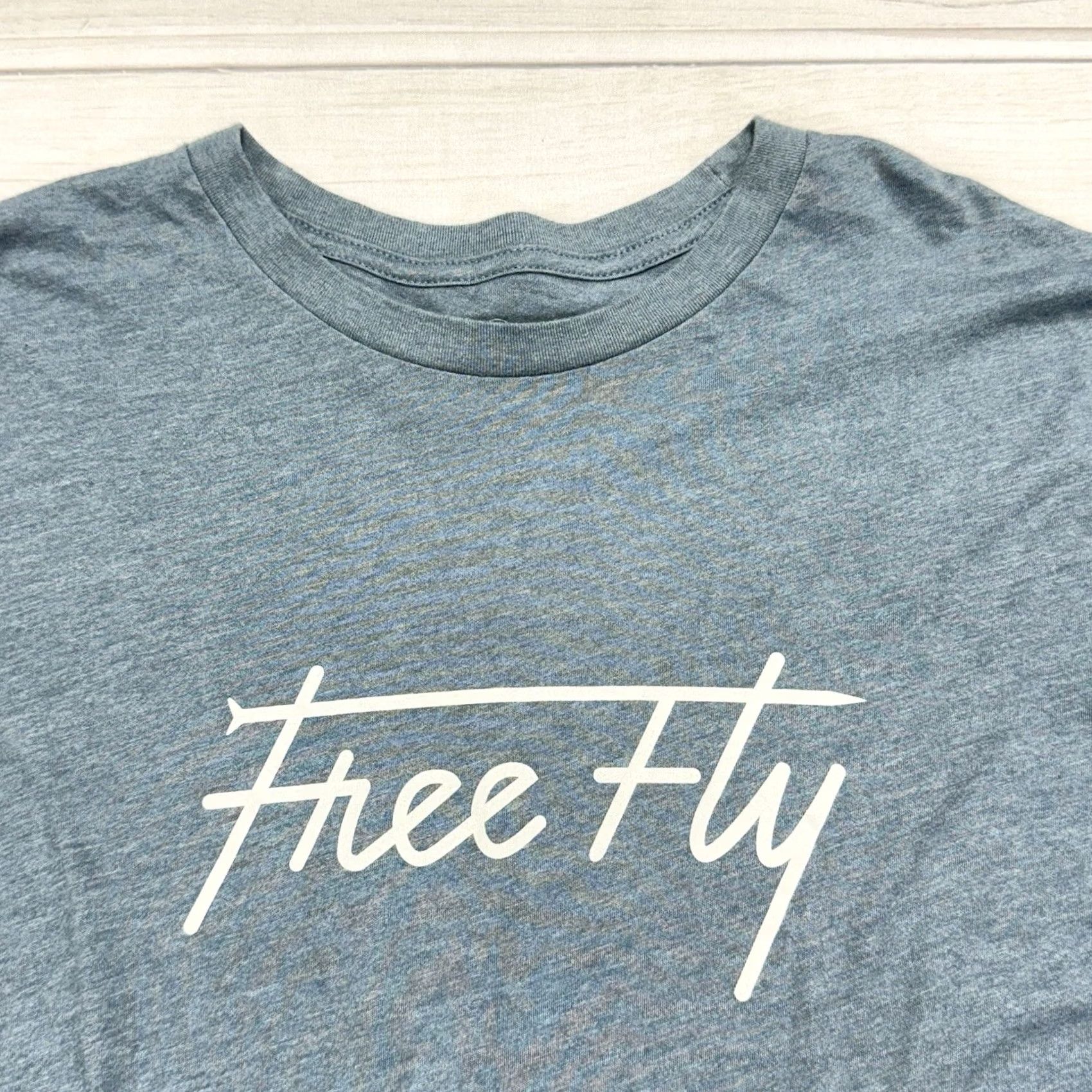 Vintage Free Fly Shirt Womens XL Blue Script Lightweight Long Sleeve Cotton Blend T-Shirt Size XL / US 12-14 / IT 48-50 - 2 Thumbnail