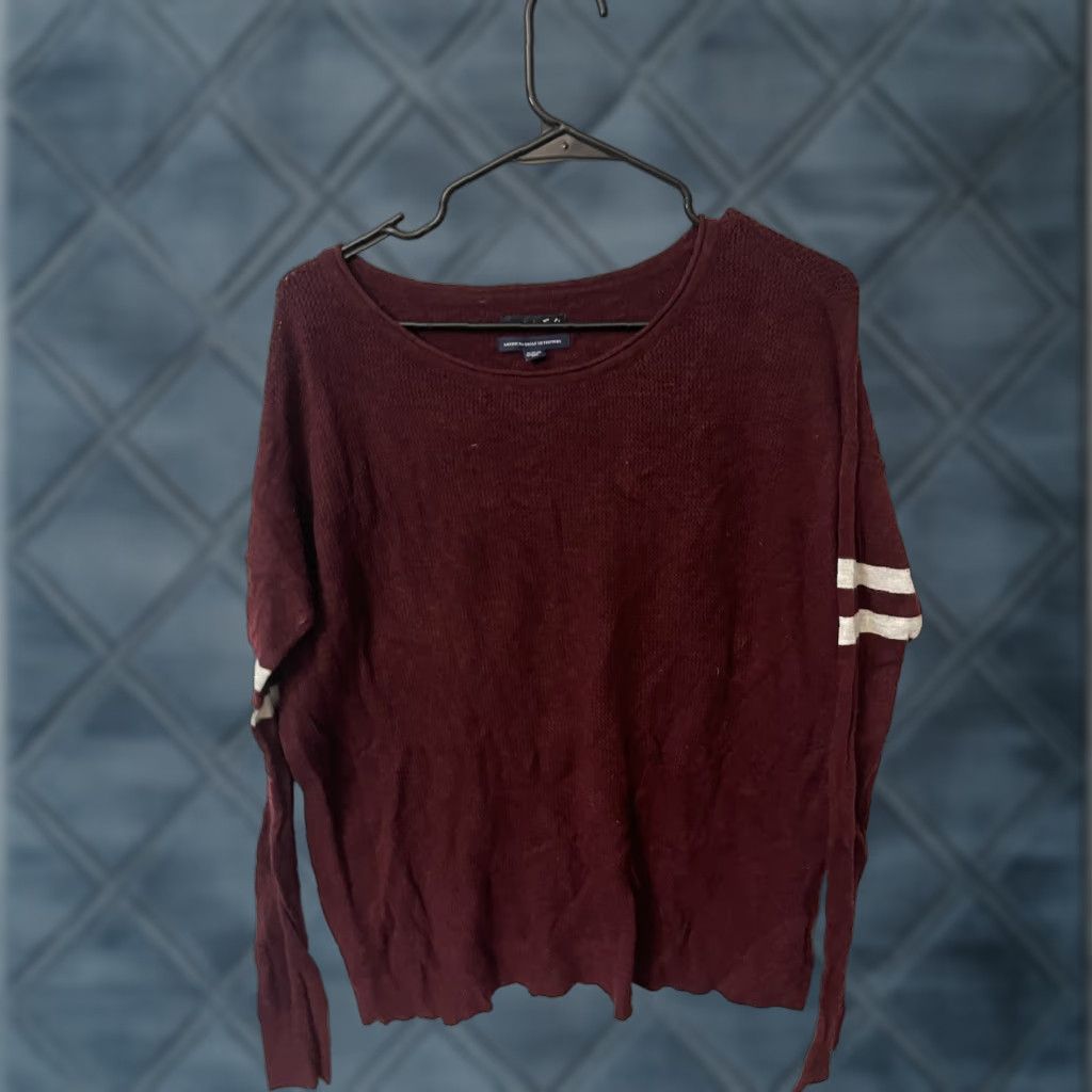 American Eagle Outfitters VINTAGE American Eagle Outfitters Womens Long Sleeve Knit T-Shirt Size Medium Maroon Basic 90s Fall Girls Size M / US 6-8 / IT 42-44 - 1 Thumbnail