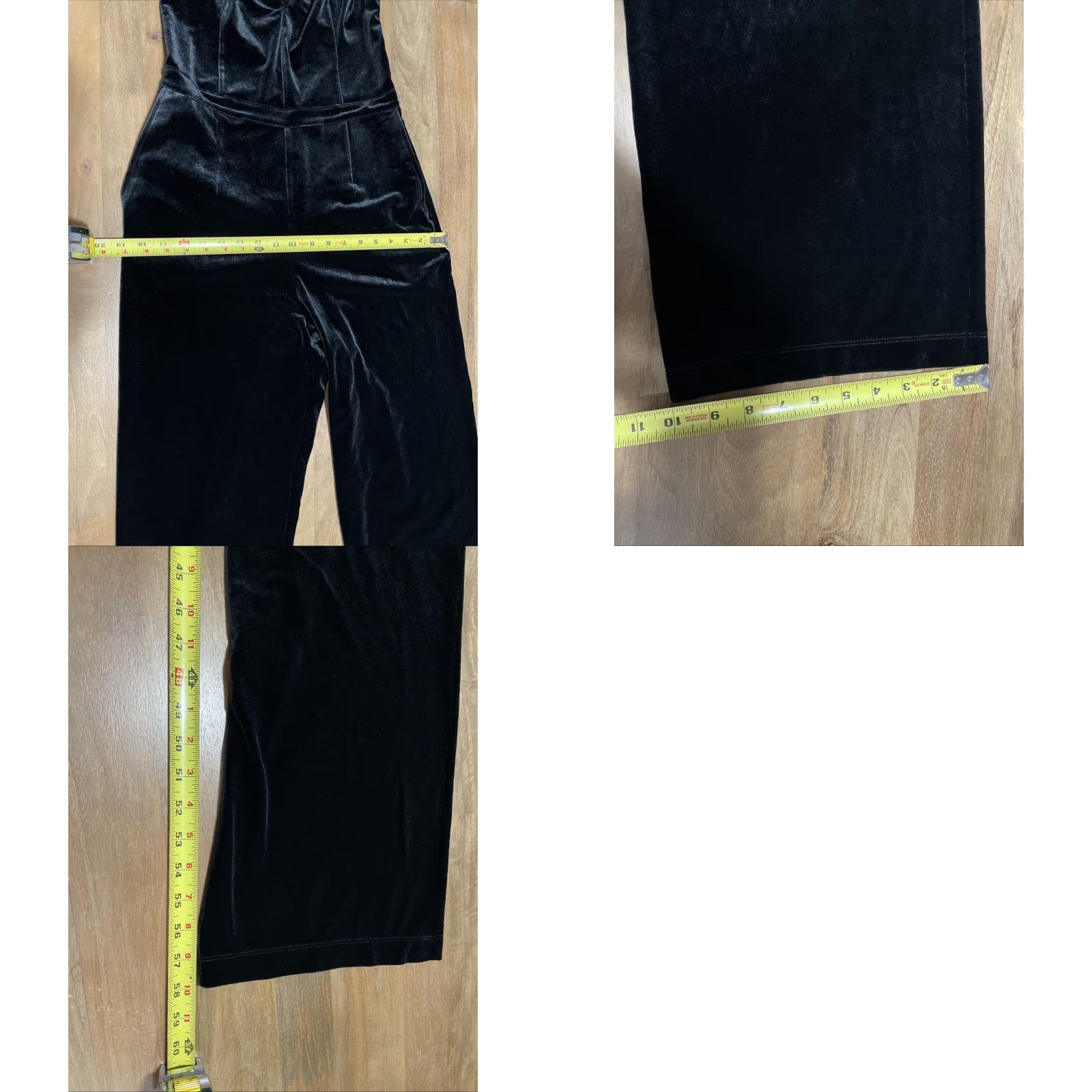 Abercrombie & Fitch Abercrombie & Fitch Black Velvet Wide Leg Jumpsuit Womens M Sleeveless Bow Size 32" / US 10 / IT 46 - 8 Thumbnail