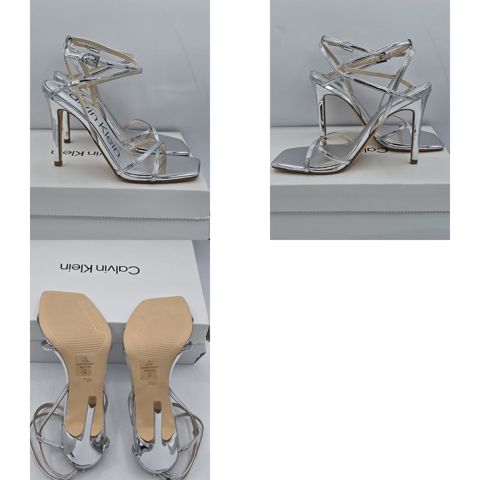 Calvin Klein Keywords: "Calvin Klein" is included, and important like "heel sandal" "silver" are incorporated Size US 8 / IT 38 - 8 Thumbnail