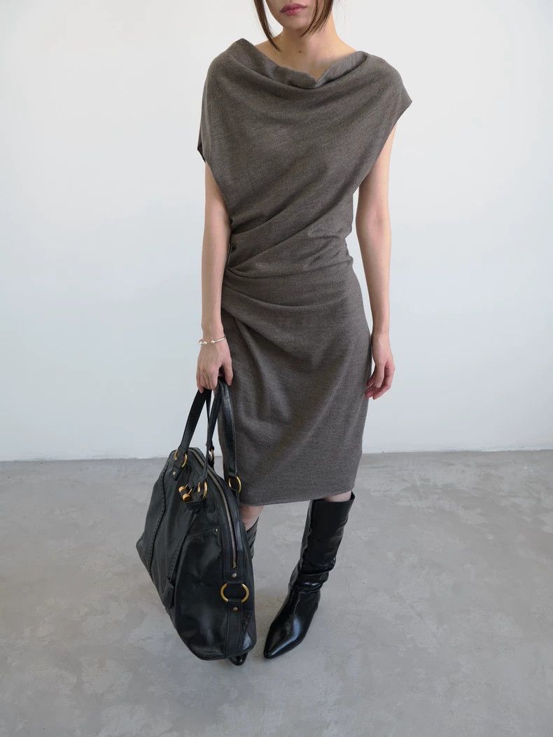 Helmut Lang HELMUT LANG A pleated dress with asymmetrical folds Size S / US 4 / IT 40 - 3 Thumbnail