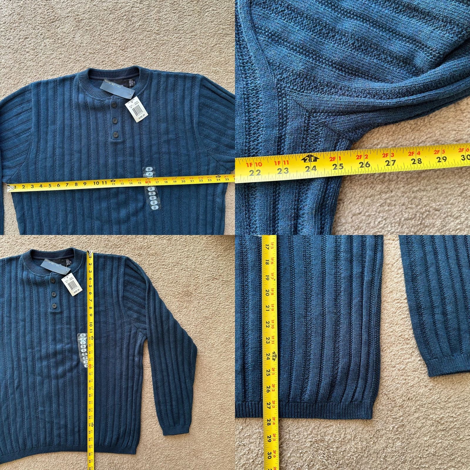 Bill Blass Bill Blass Sweater Womens 2X Henley Long Sleeve Ribbed Blue NWT Cotton Blend Size XXL / US 16-18 / IT 52-54 - 8 Thumbnail